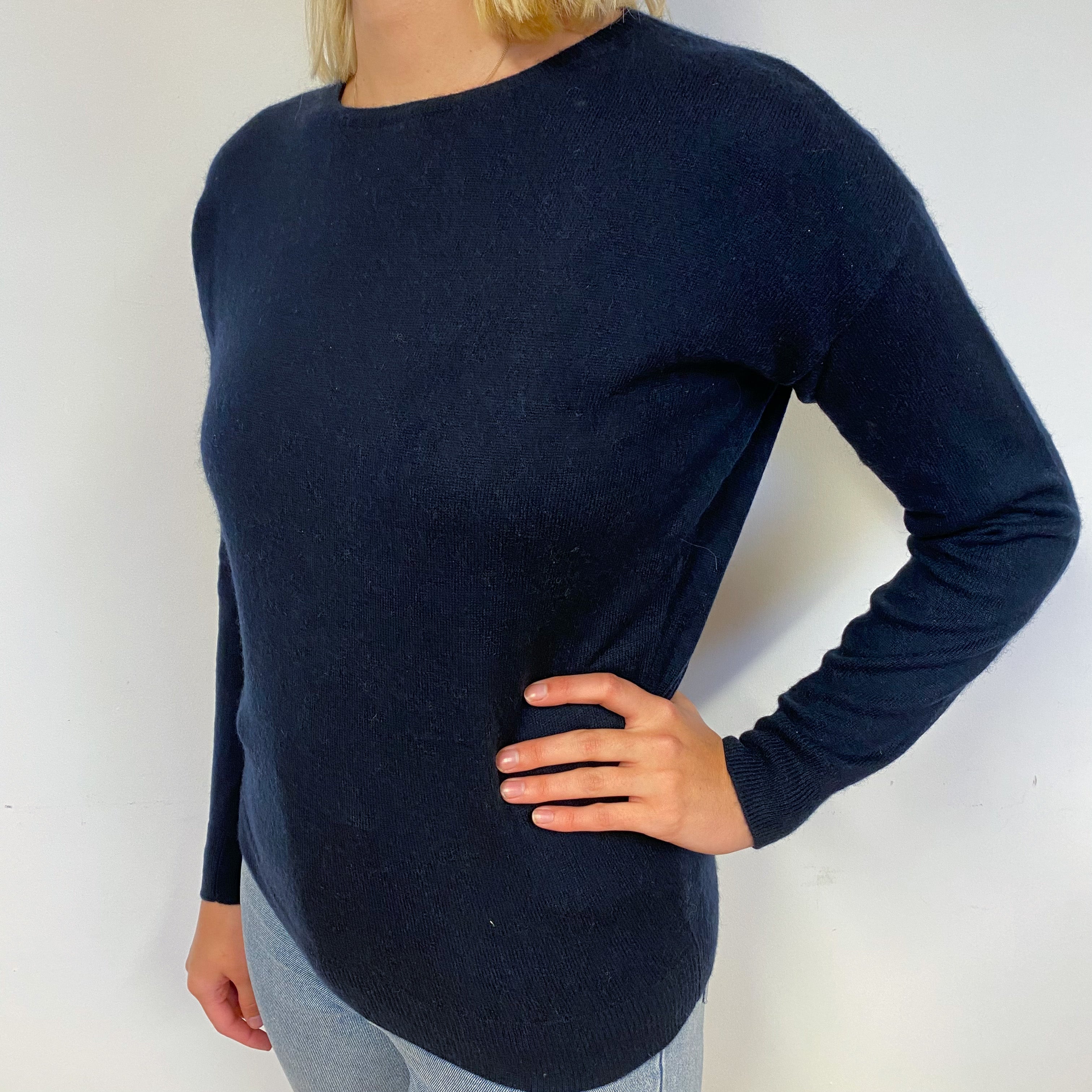 Navy Blue Cashmere Crew Neck Jumper Small