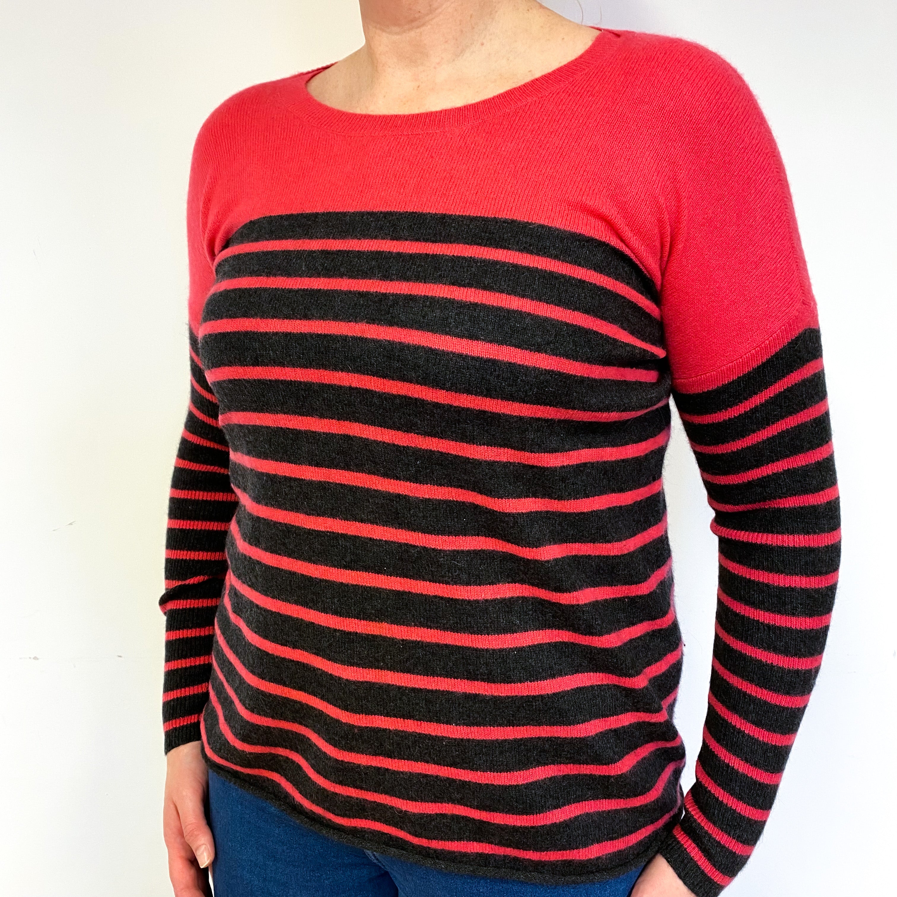 Cranberry Pink Cashmere Crew Neck Jumper Large