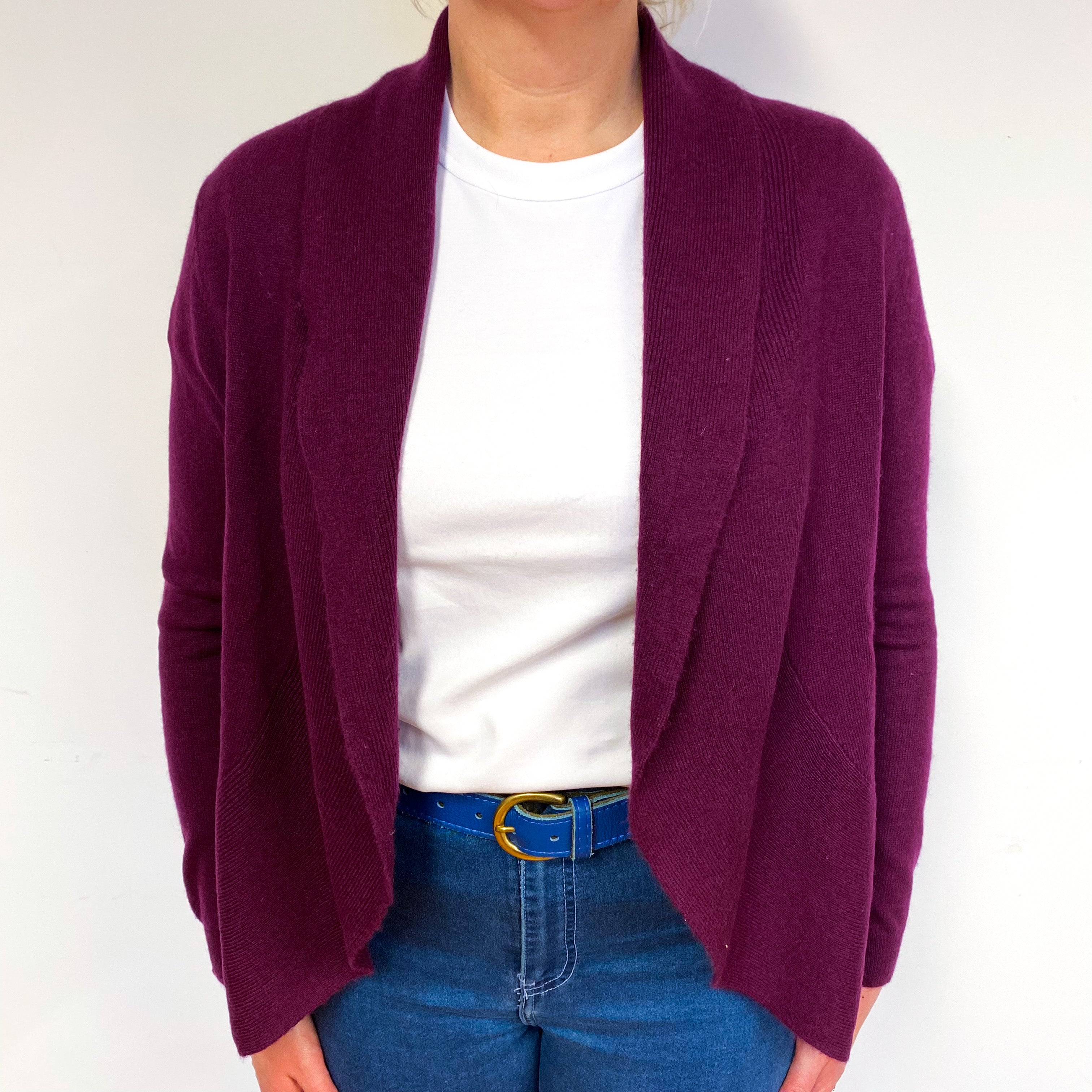Mulberry Purple Cashmere Edge to Edge Cardigan Large