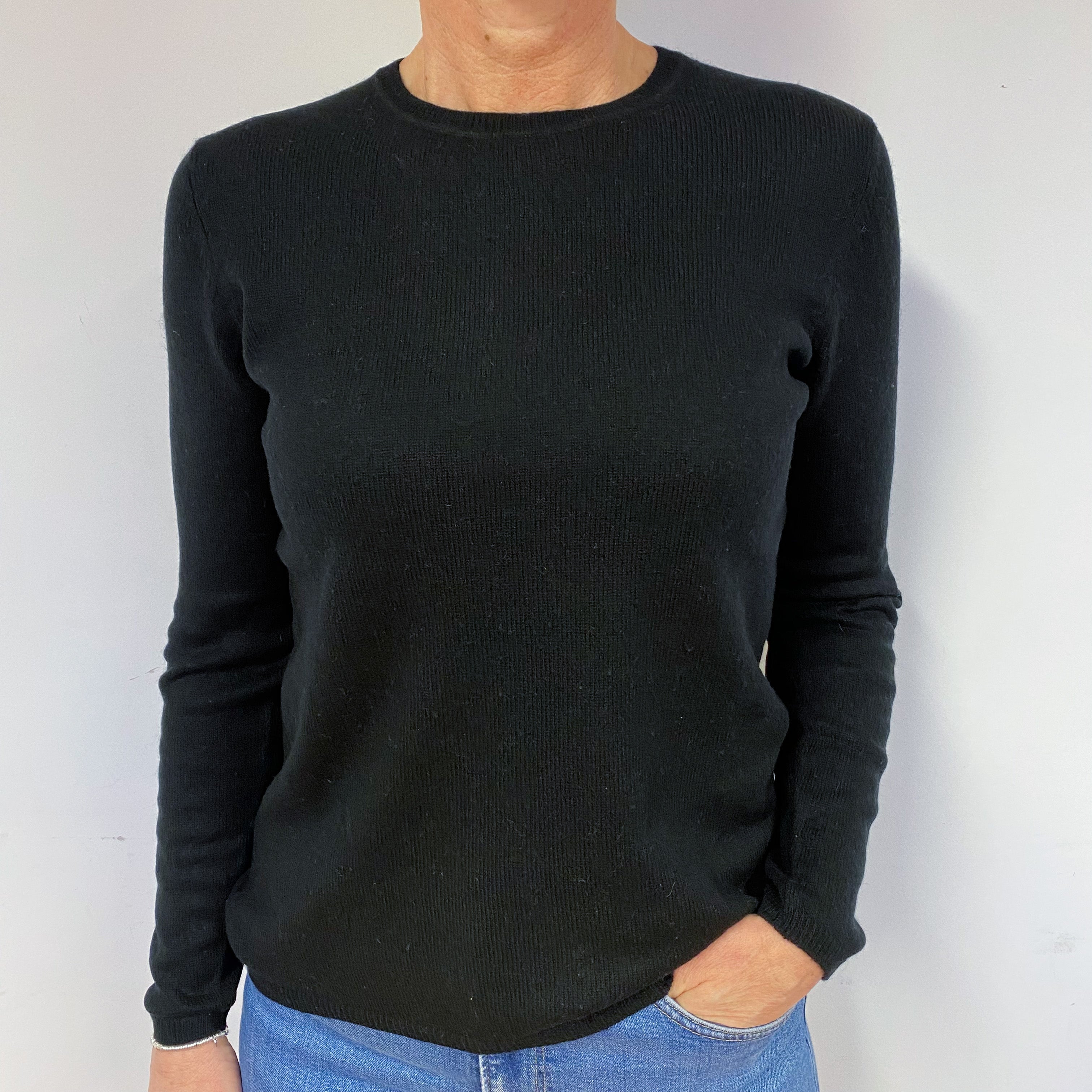Black Cashmere Crew Neck Jumper Medium