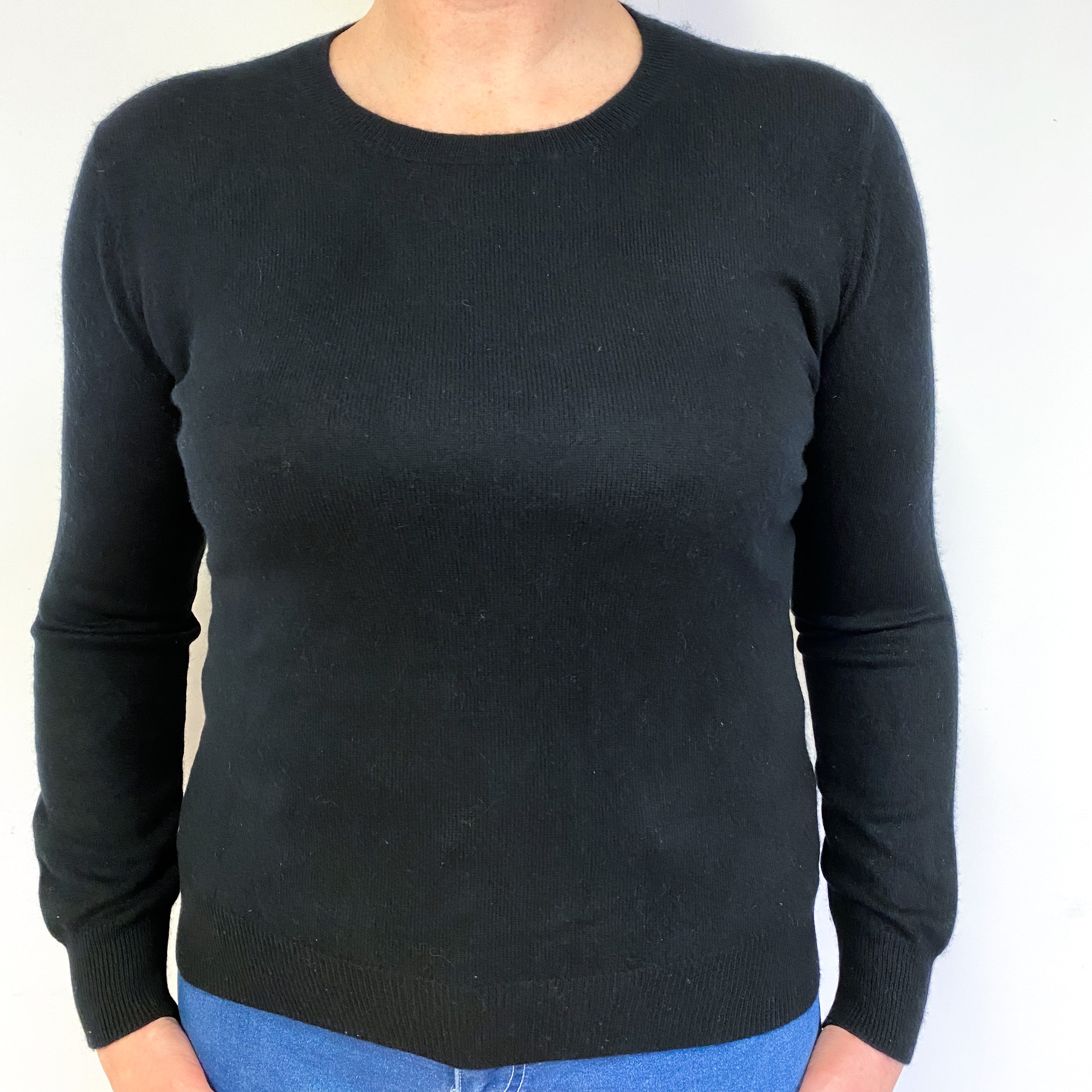 Black Cashmere Crew Neck Jumper Large
