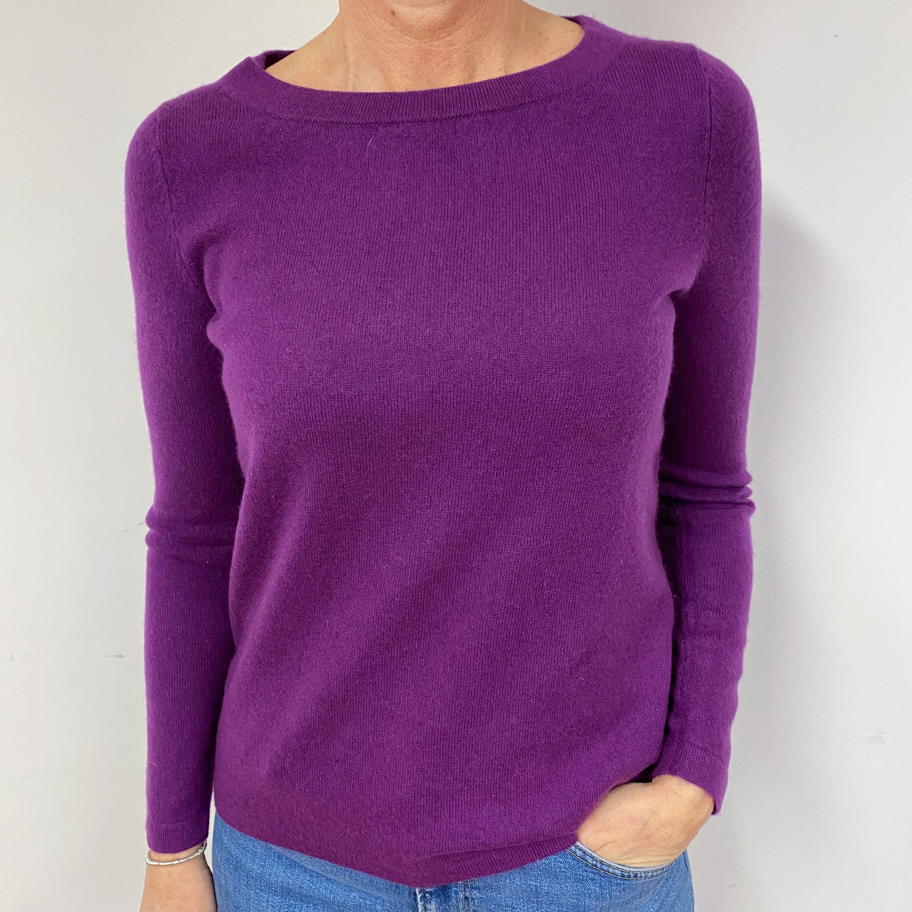 Viola Purple Cashmere Crew Neck Jumper Medium