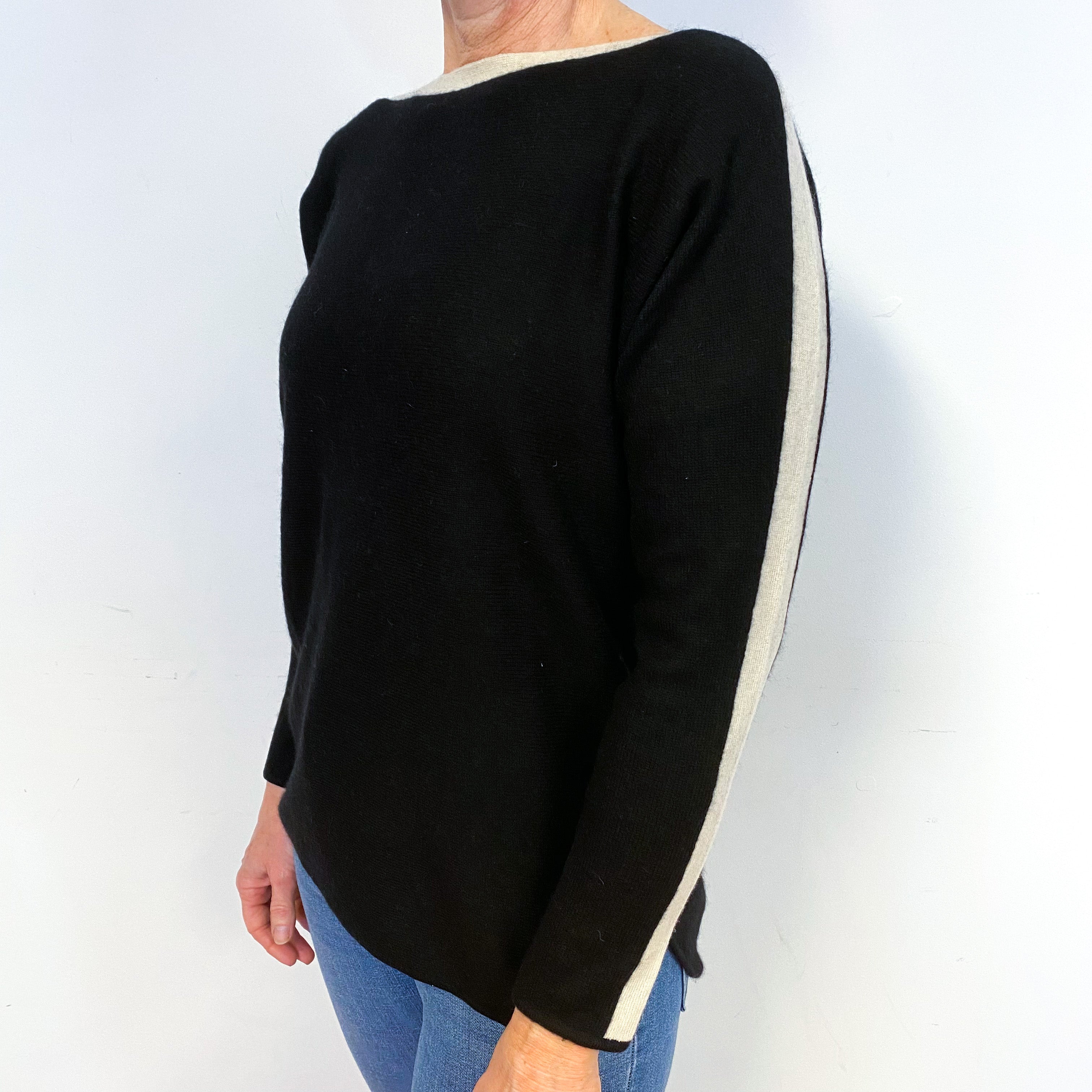 Black Cashmere Crew Neck Jumper Medium