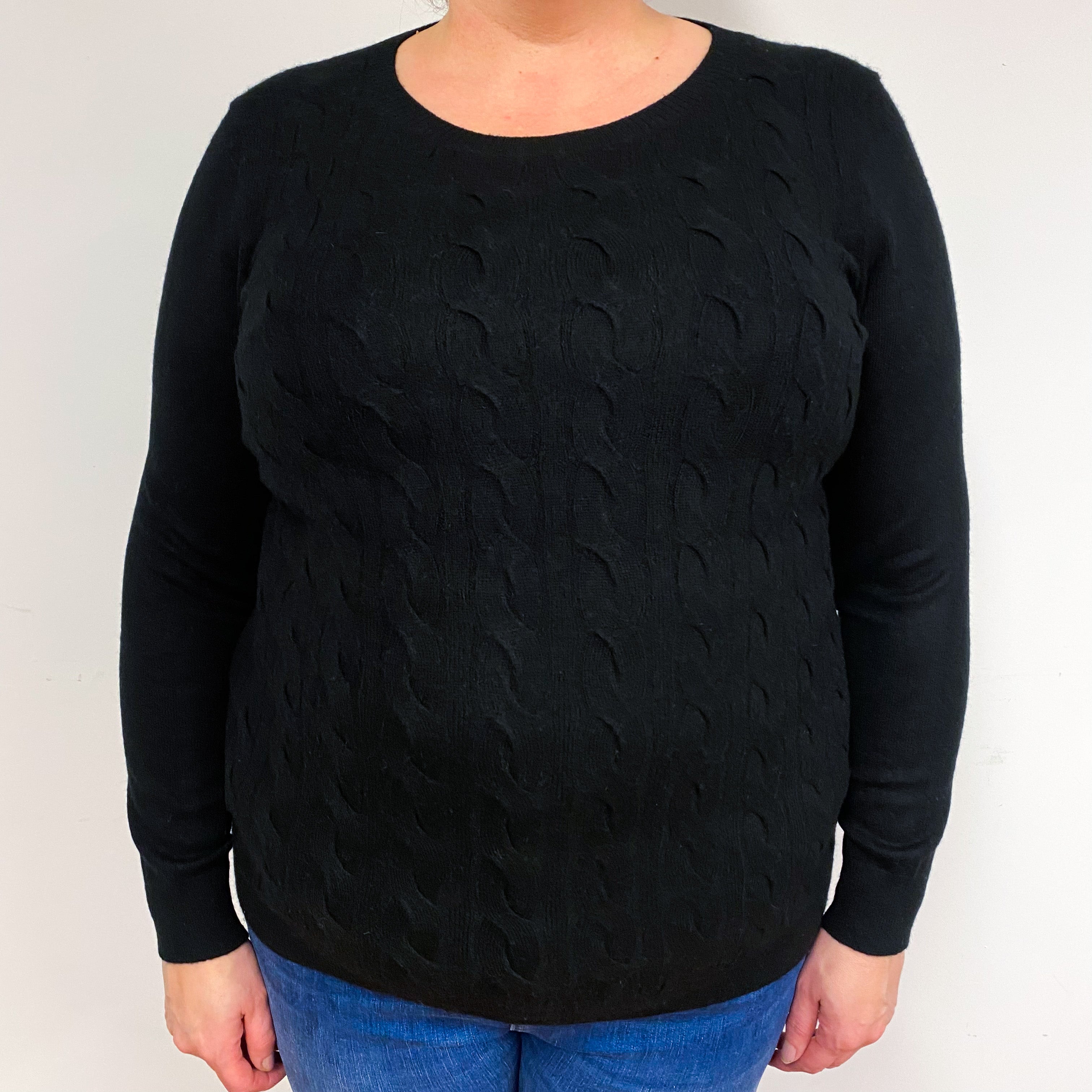 Black Cashmere Crew Neck Jumper Extra Large