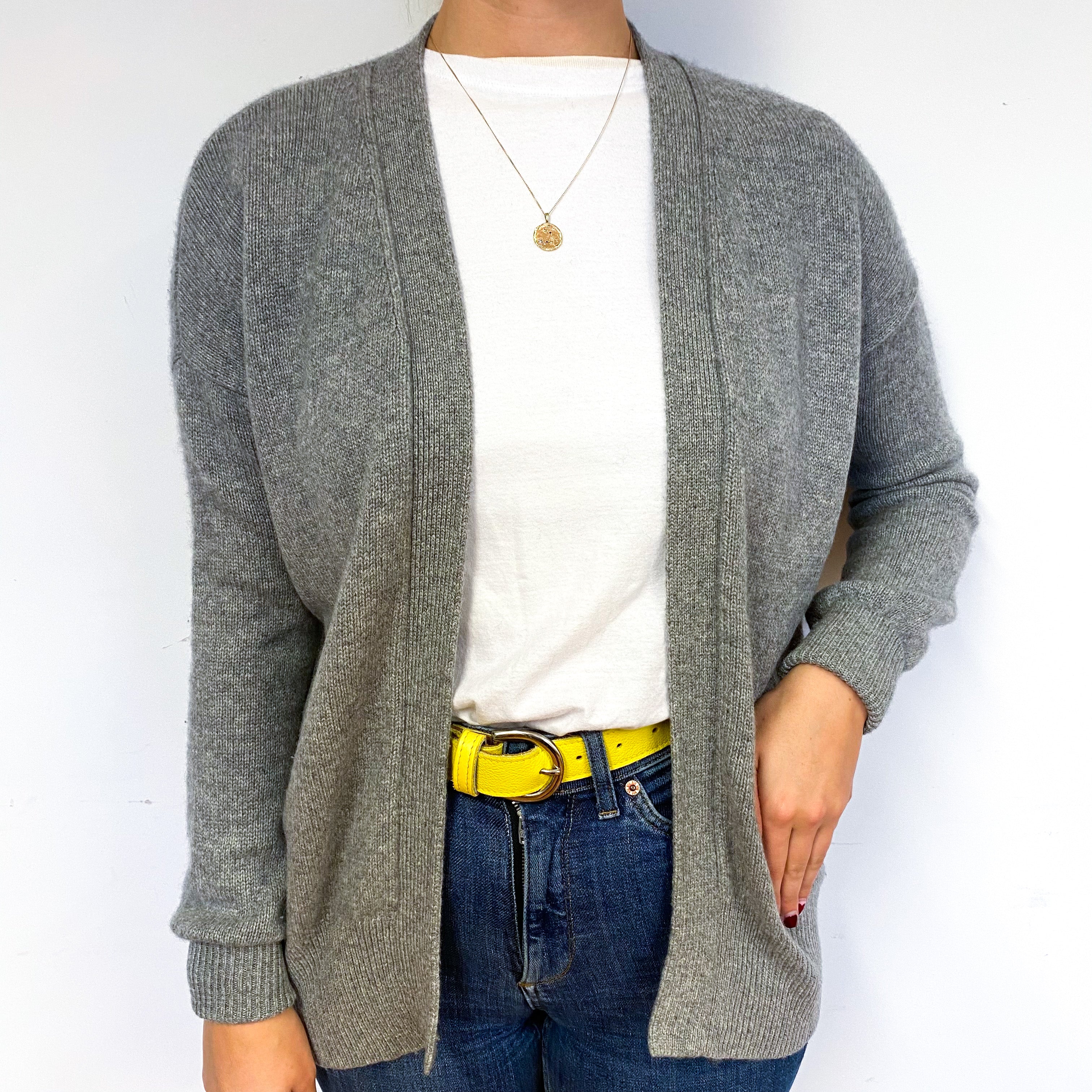 Theory Ash Grey Cashmere Edge to Edge Cardigan Small