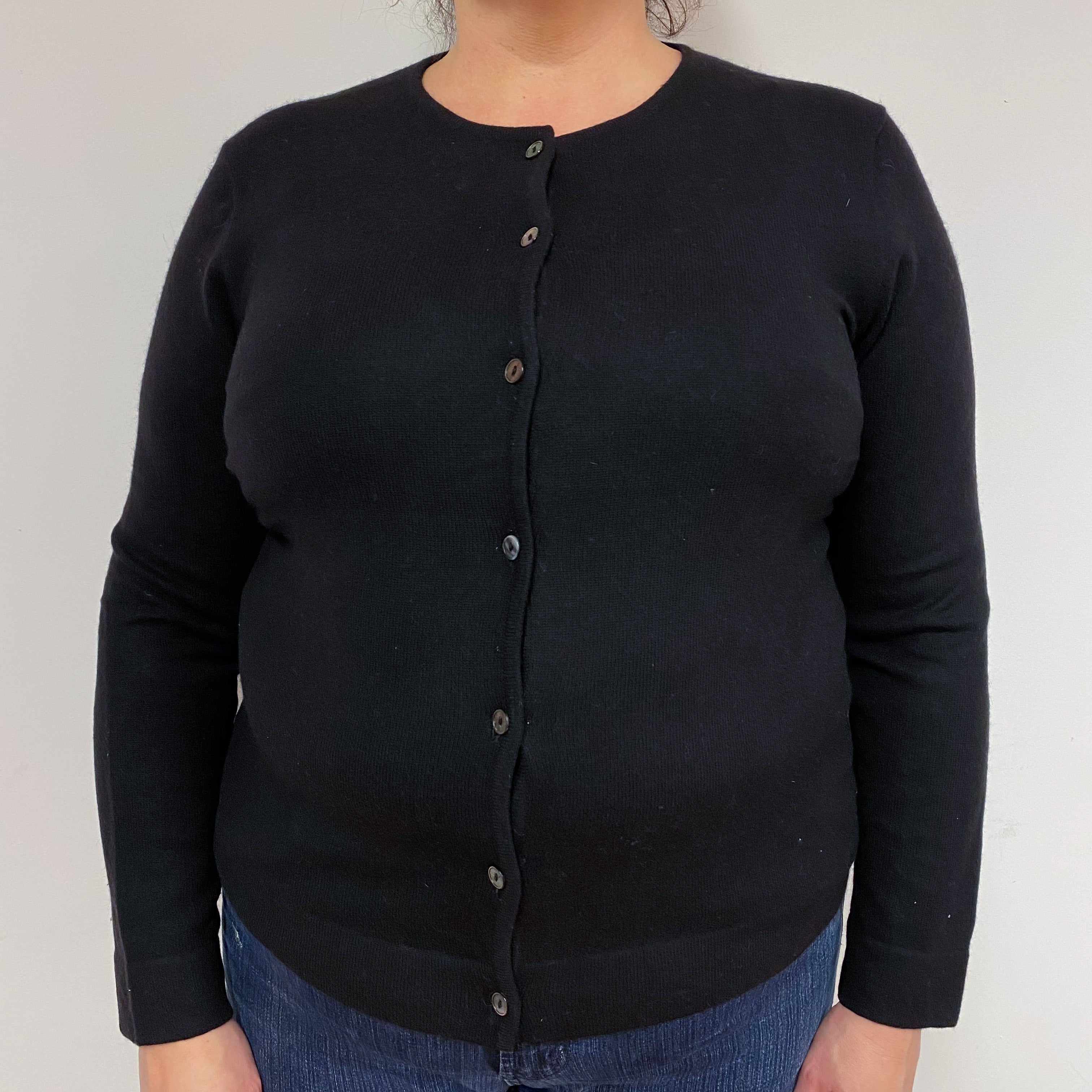 Black Cashmere Crew Neck Cardigan Extra Large