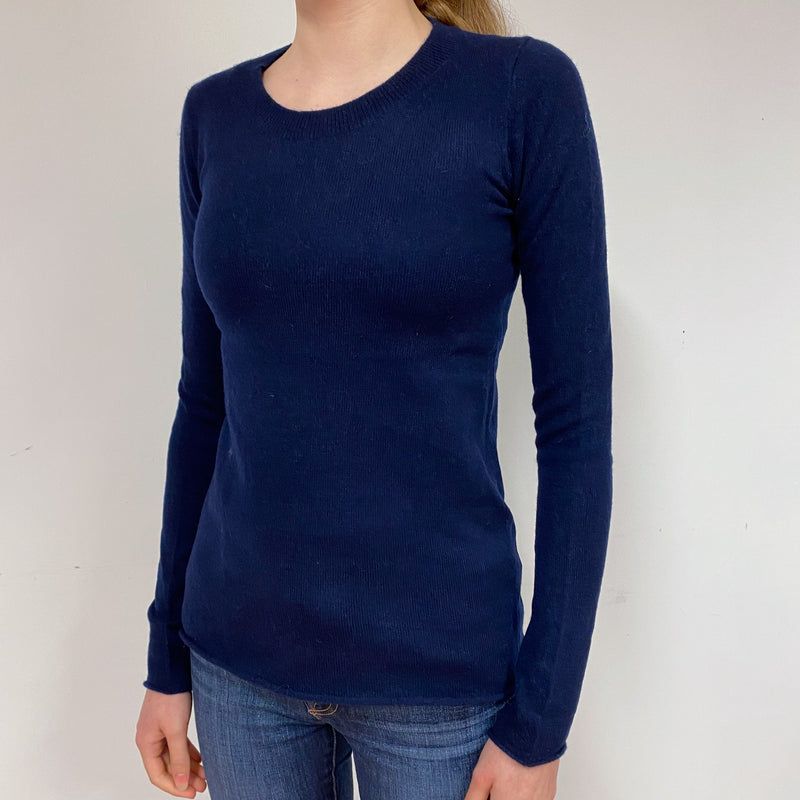 Navy Blue Cashmere Crew Neck Jumper Extra Small