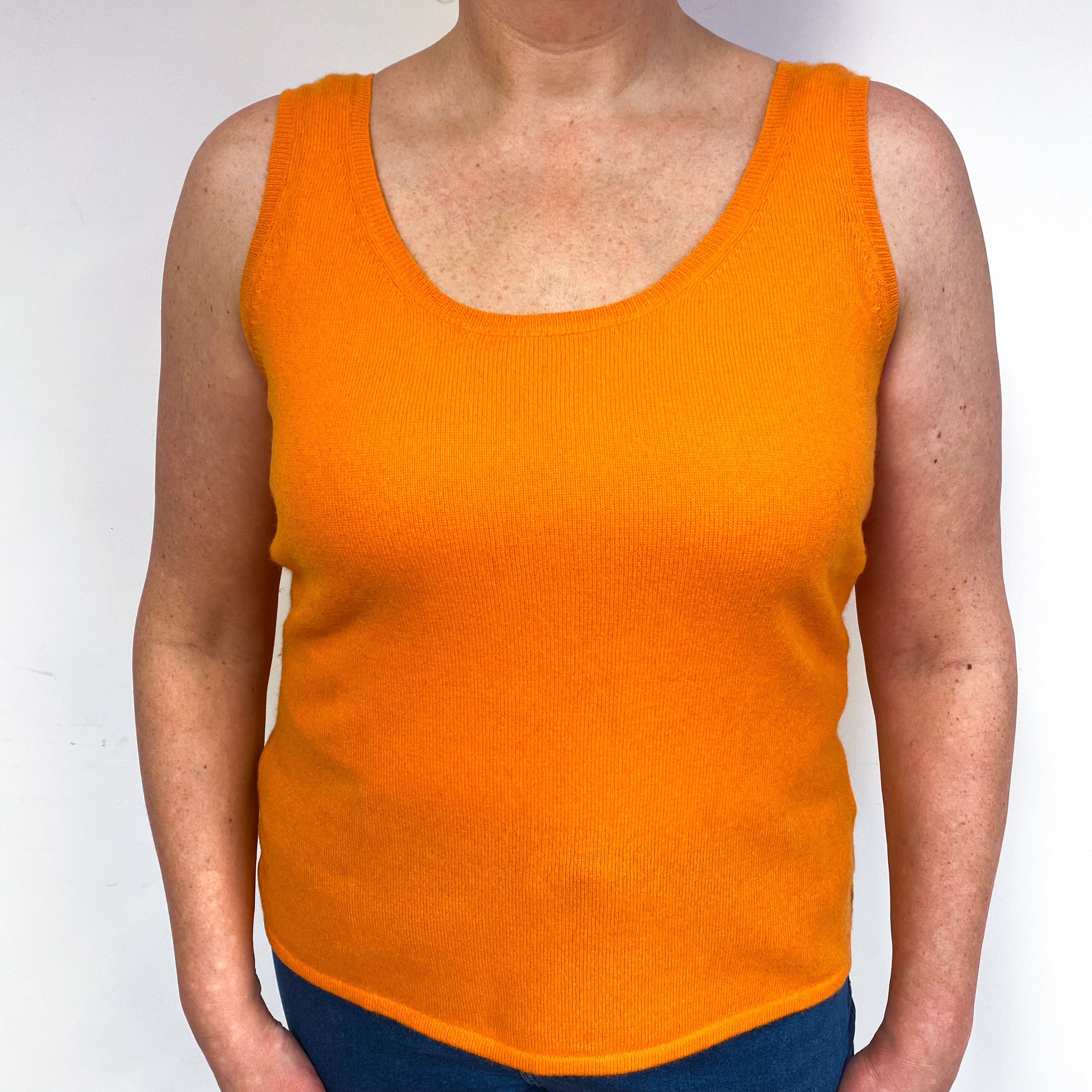 Pumpkin Orange Cashmere Scoop Neck Vest Large