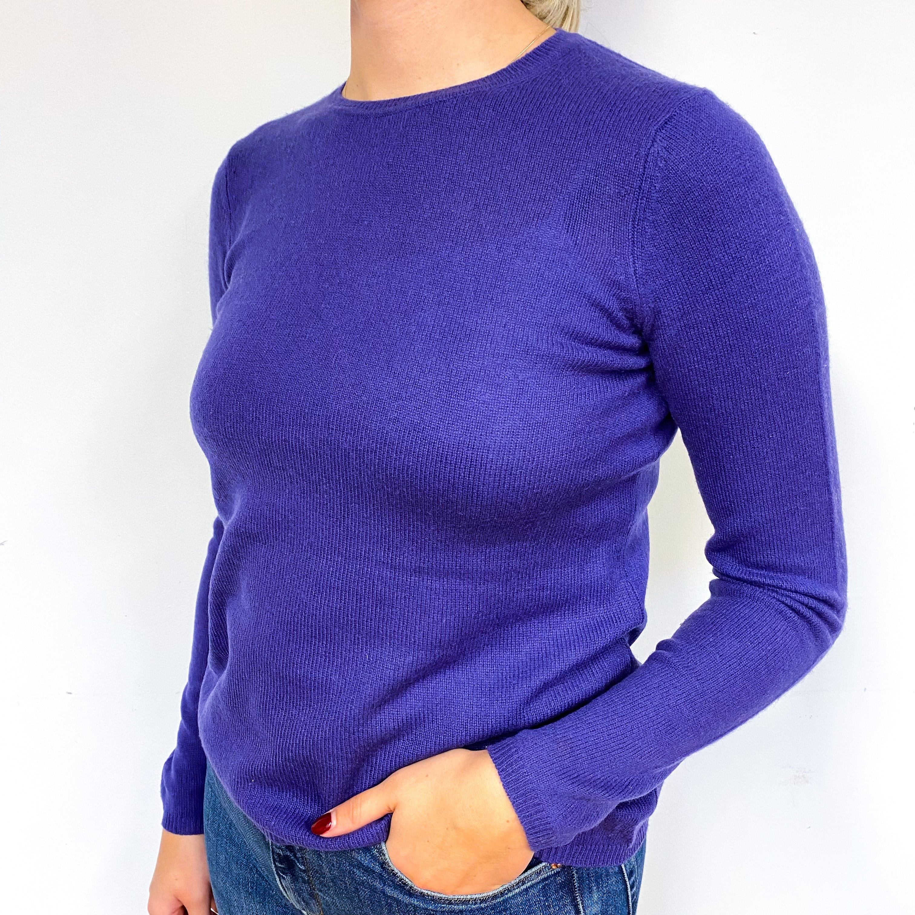 Pansy Purple Cashmere Crew Neck Jumper Small