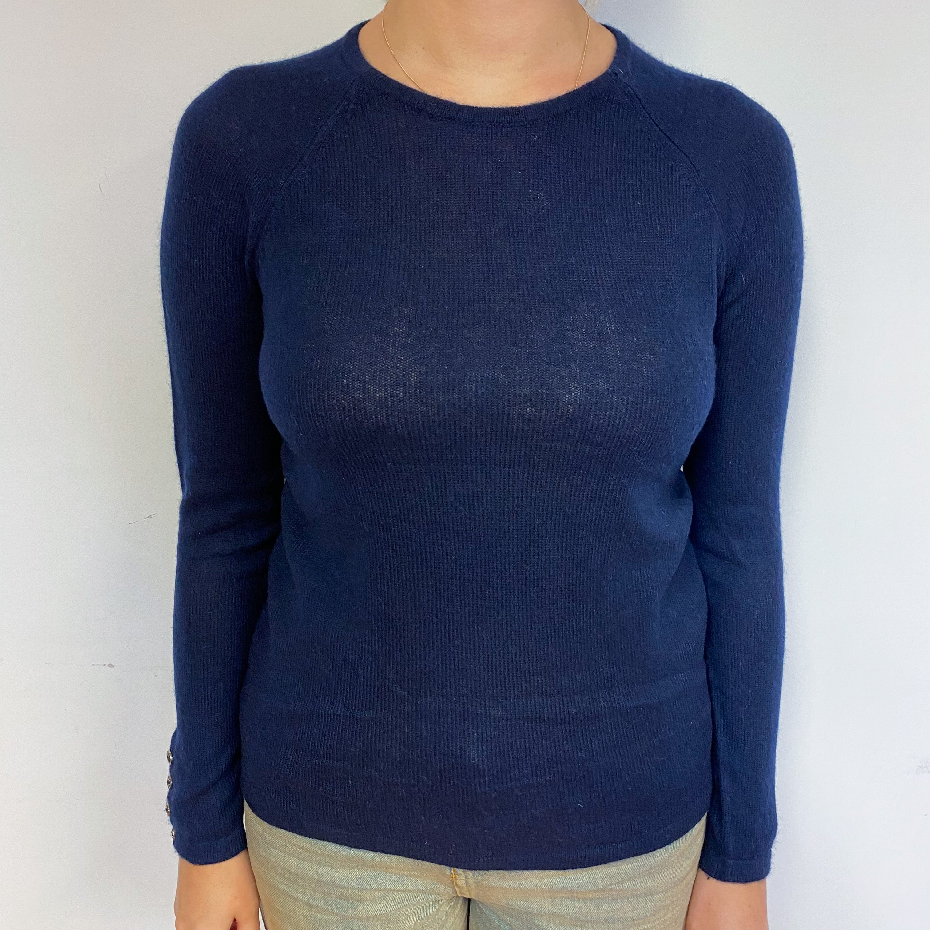 Navy Blue Cashmere Crew Neck Jumper Small