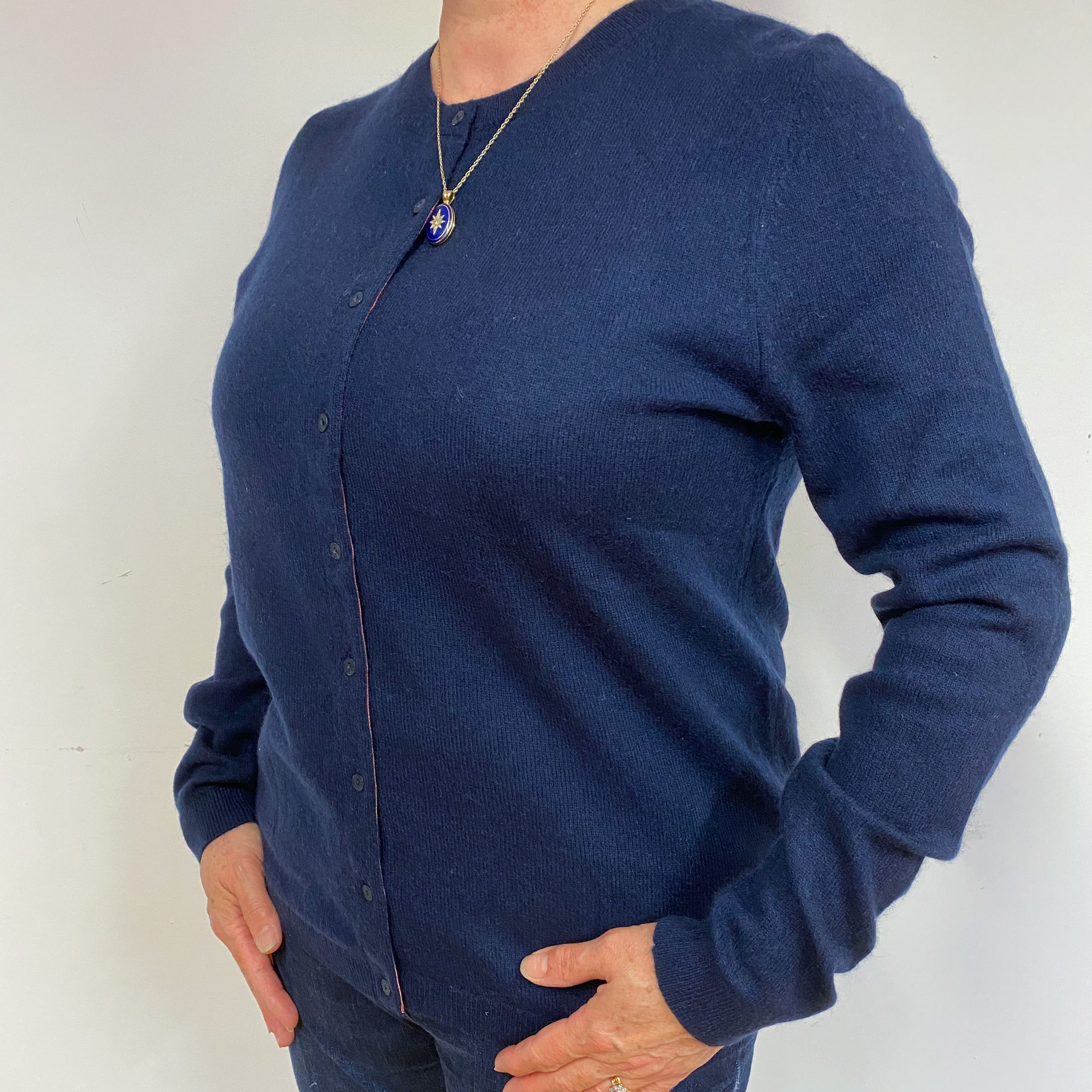 Navy Blue Cashmere Cardigan Large