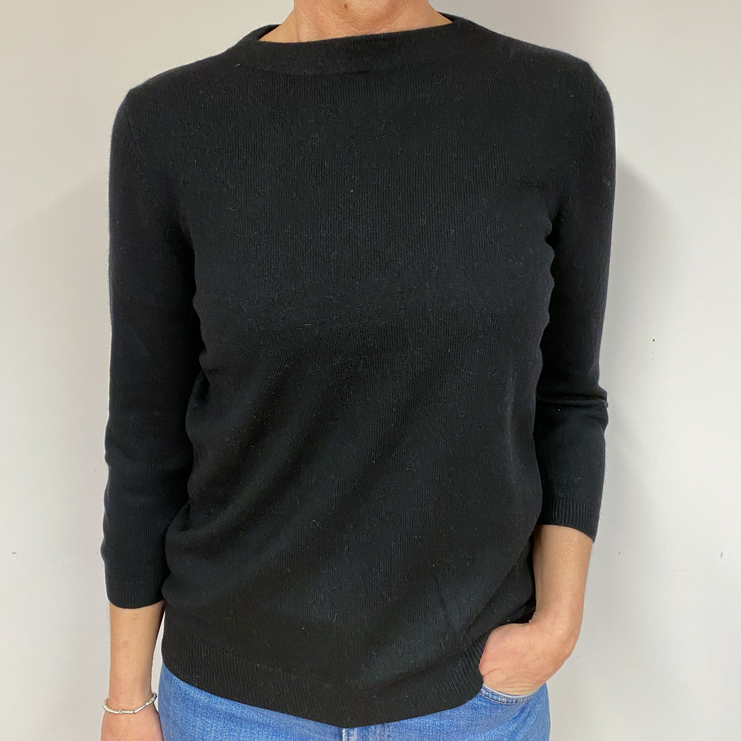 Black Cashmere Crew Neck Jumper Medium