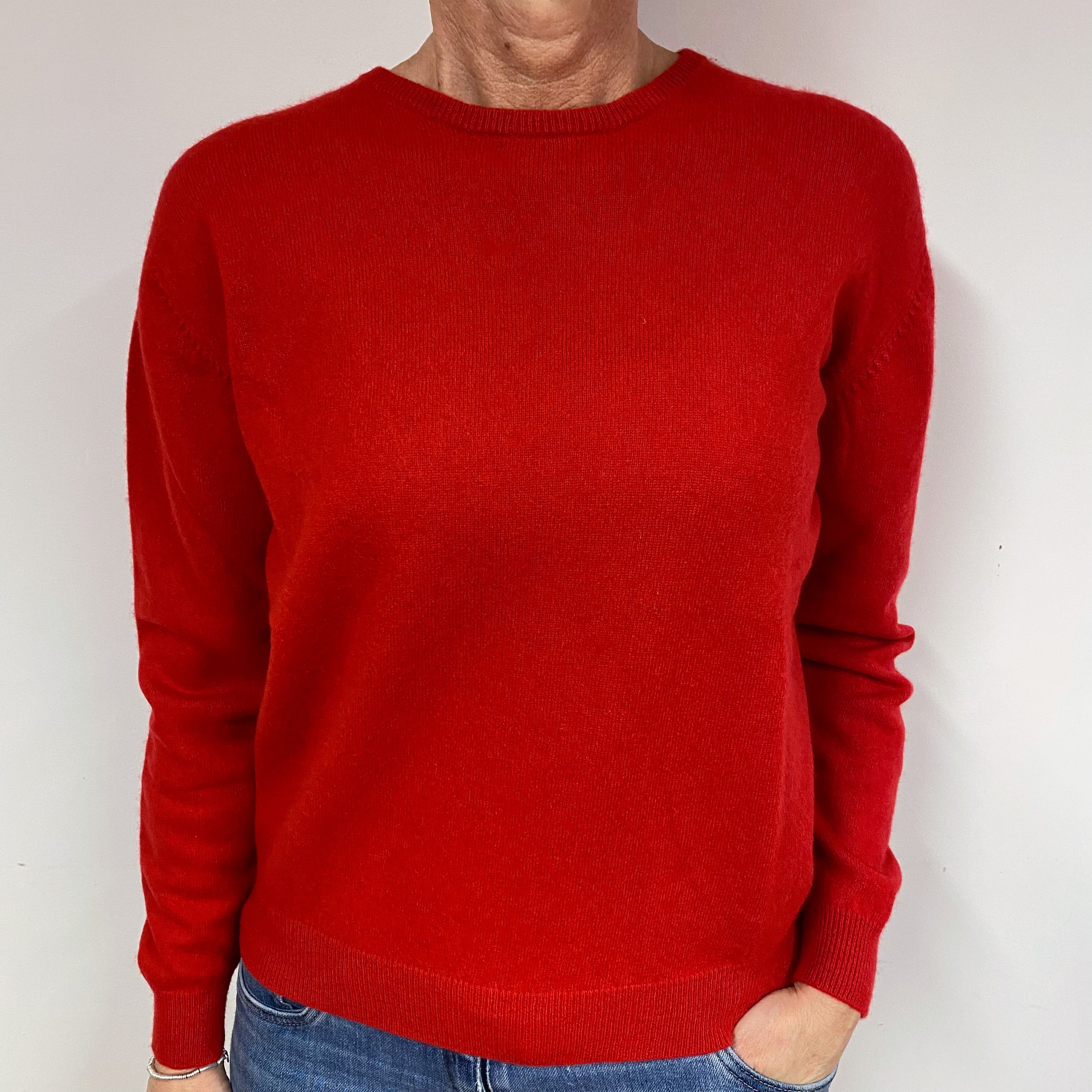 Post Box Red Cashmere Crew Neck Jumper Medium