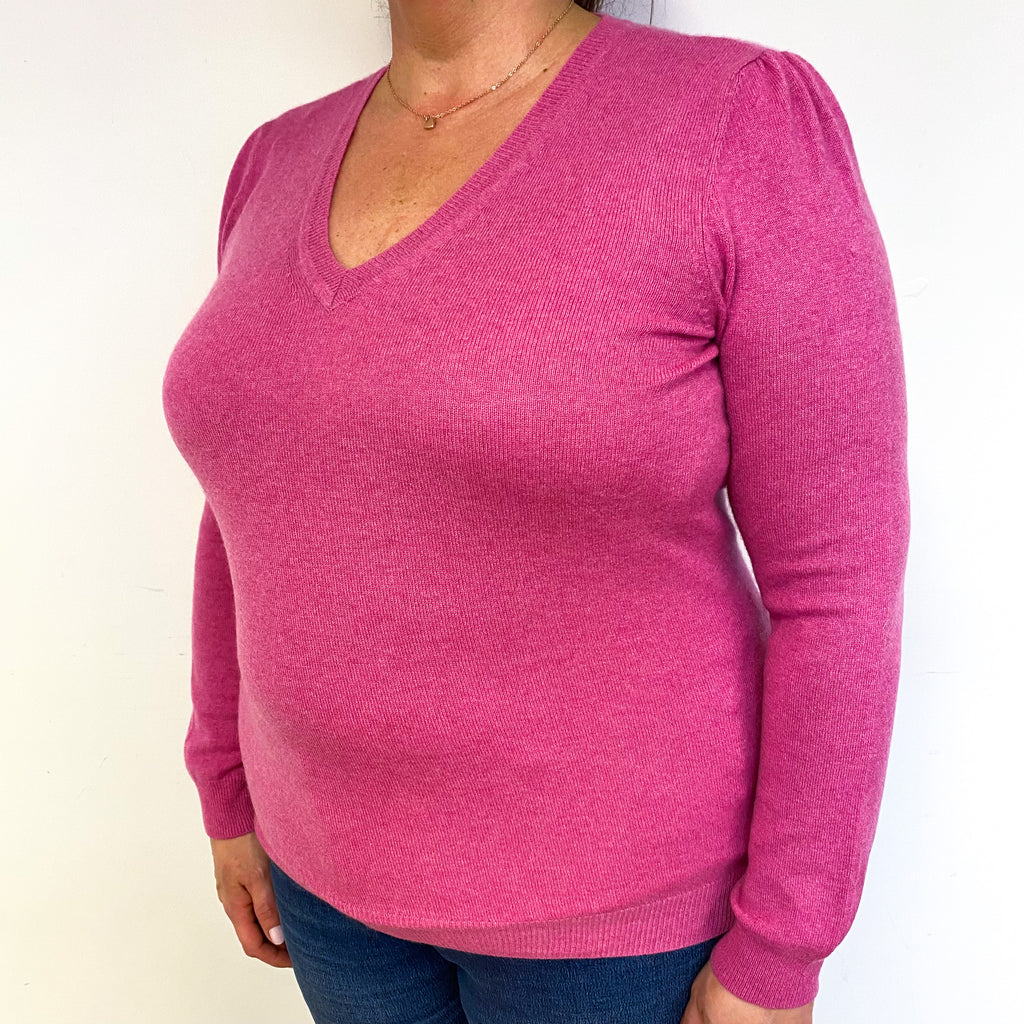 Sweet Pea Pink Cashmere V-Neck Jumper Extra Large