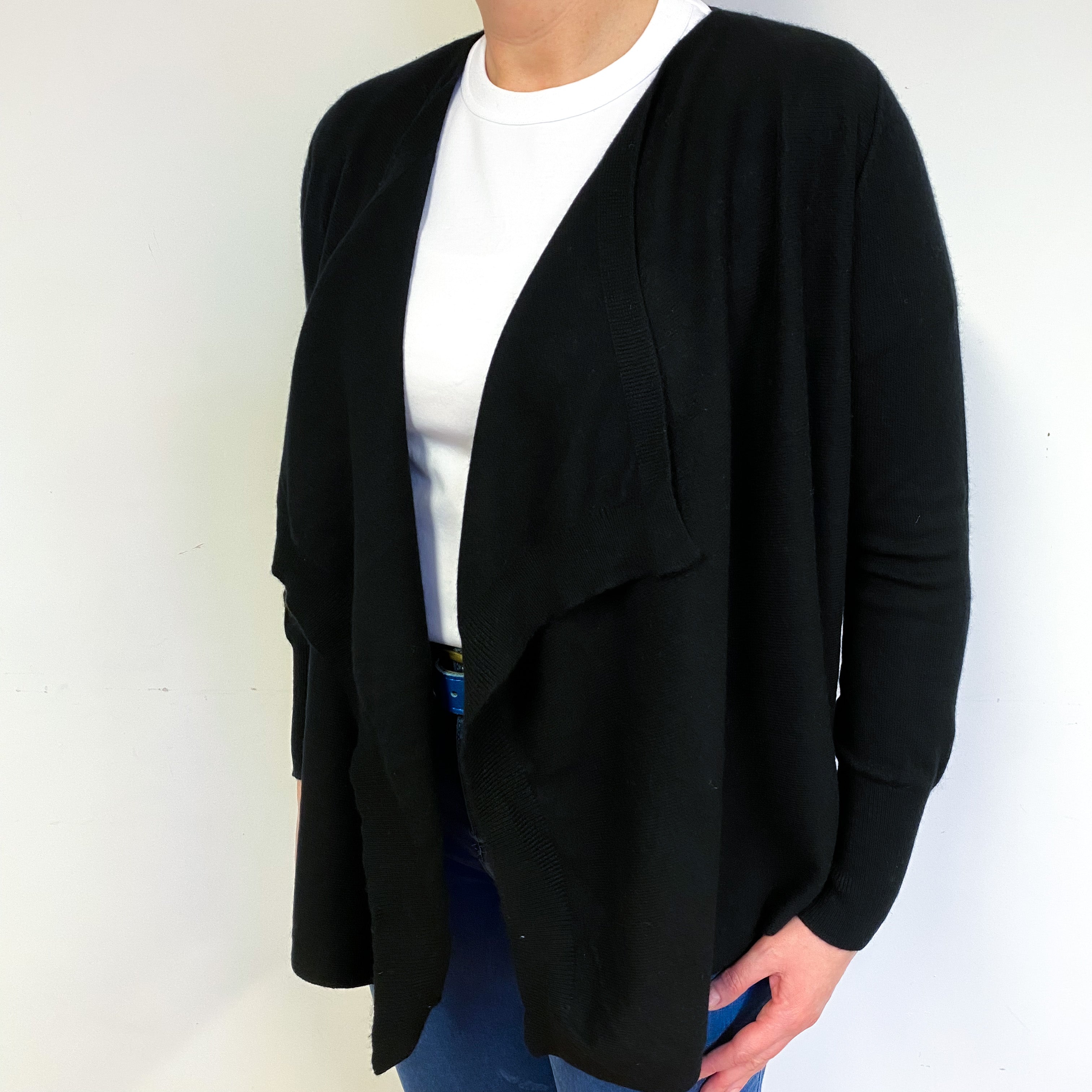 Black Cashmere Waterfall Cardigan Large