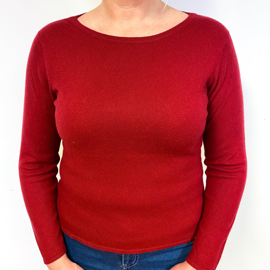 Crimson Red Cashmere Crew Neck Jumper Large