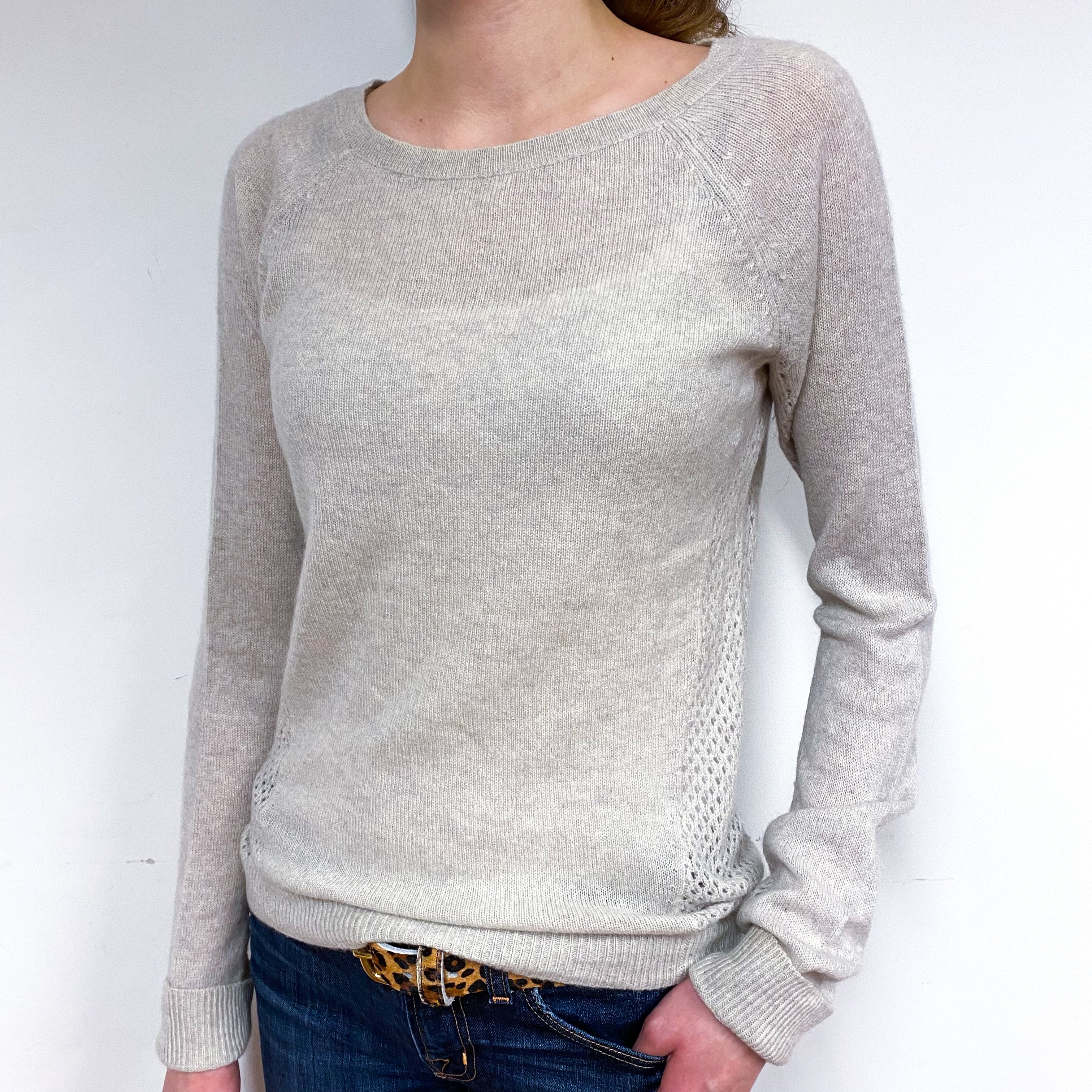 Oatmeal Beige Cashmere Crew Neck Jumper Extra Small