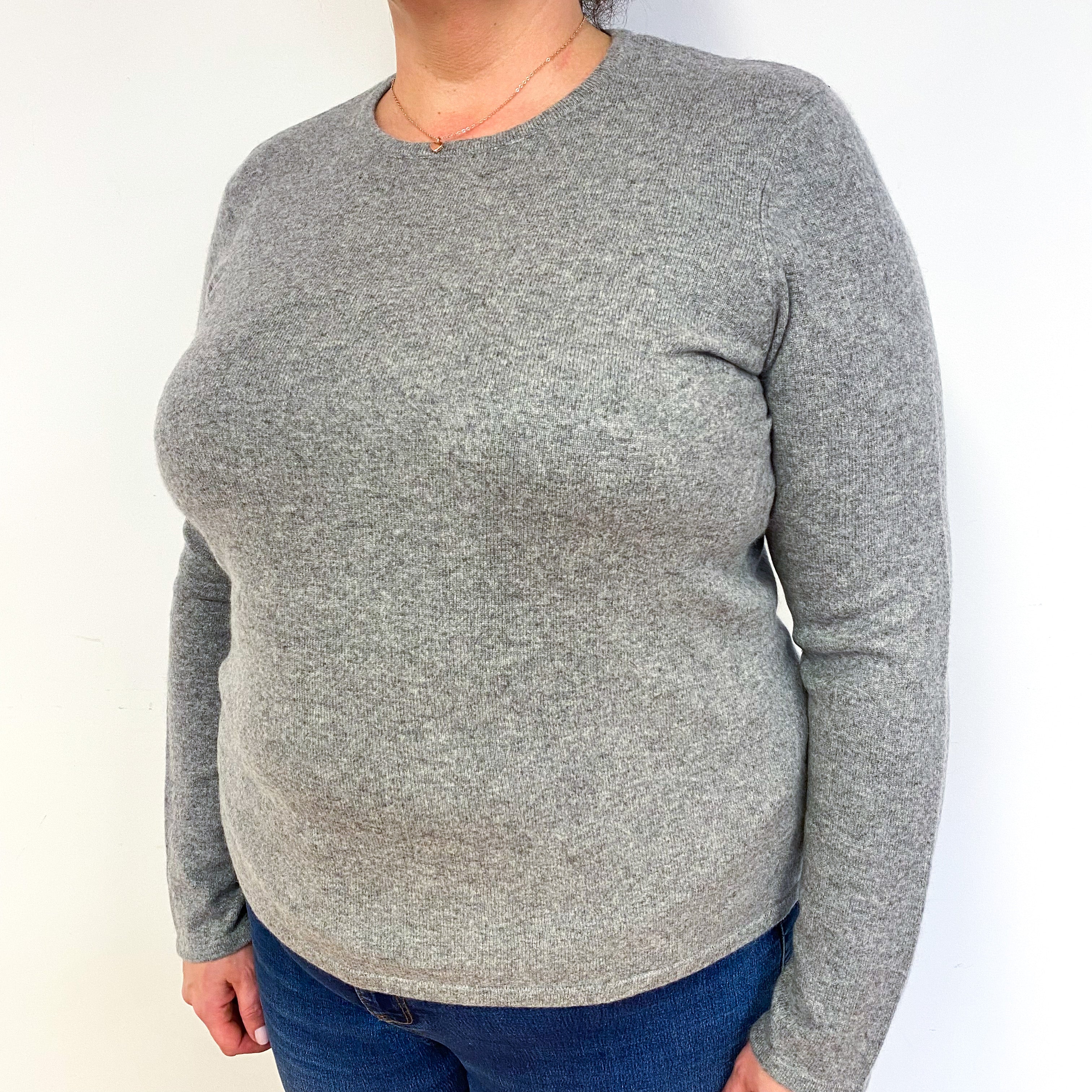 Ash Grey Cashmere Crew Neck Jumper Extra Large