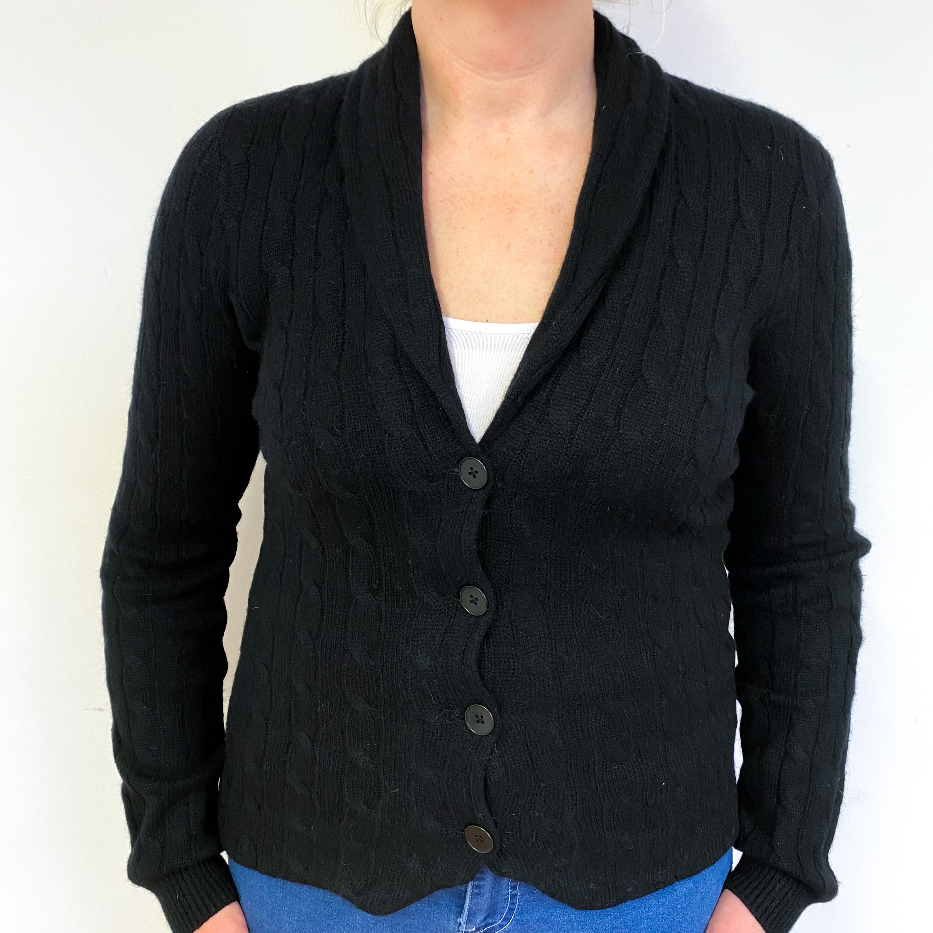 Black Cable Cashmere Jacket Large
