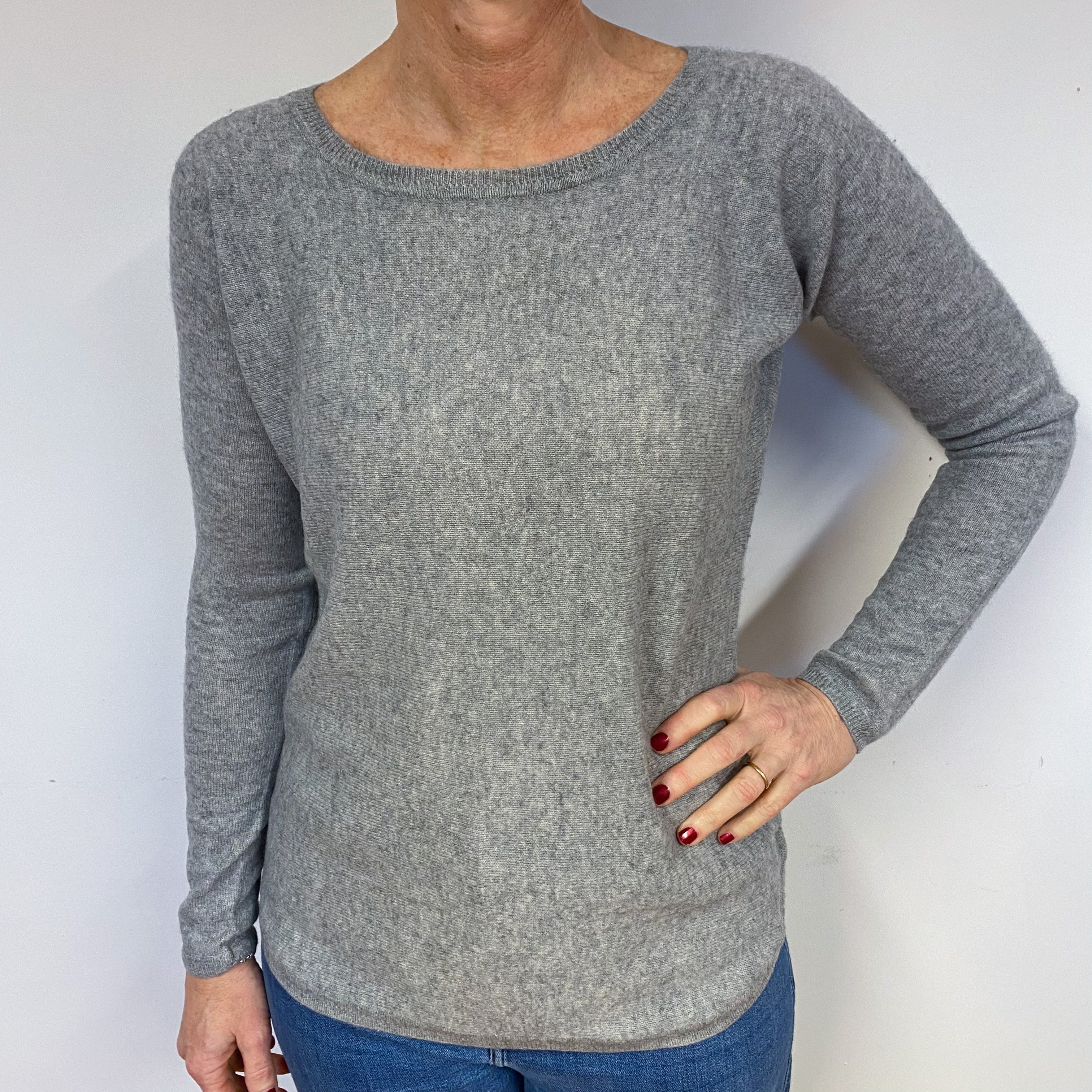 Ash Grey Cashmere Crew Neck Jumper Medium