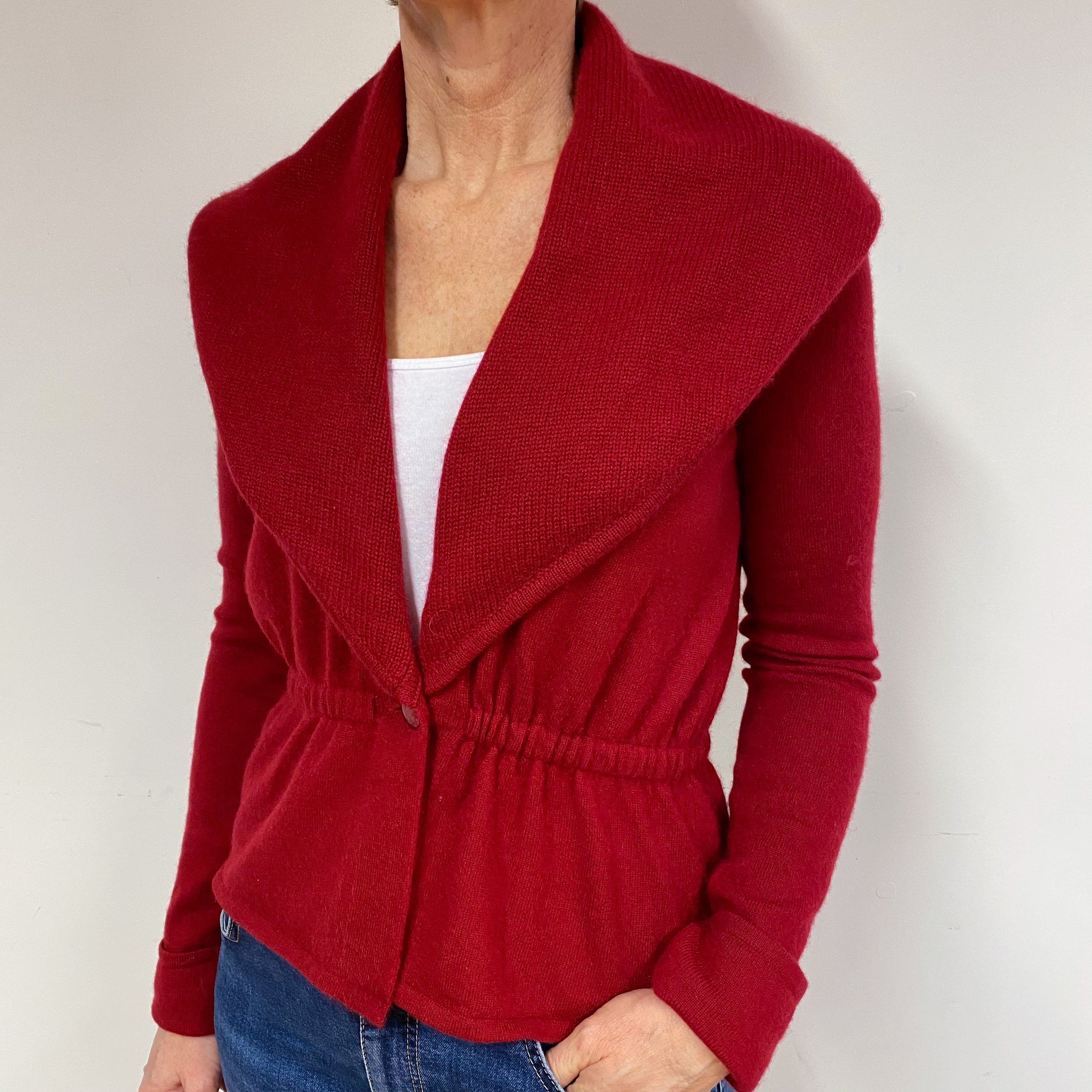 Crimson Red Cashmere Cardigan  Medium