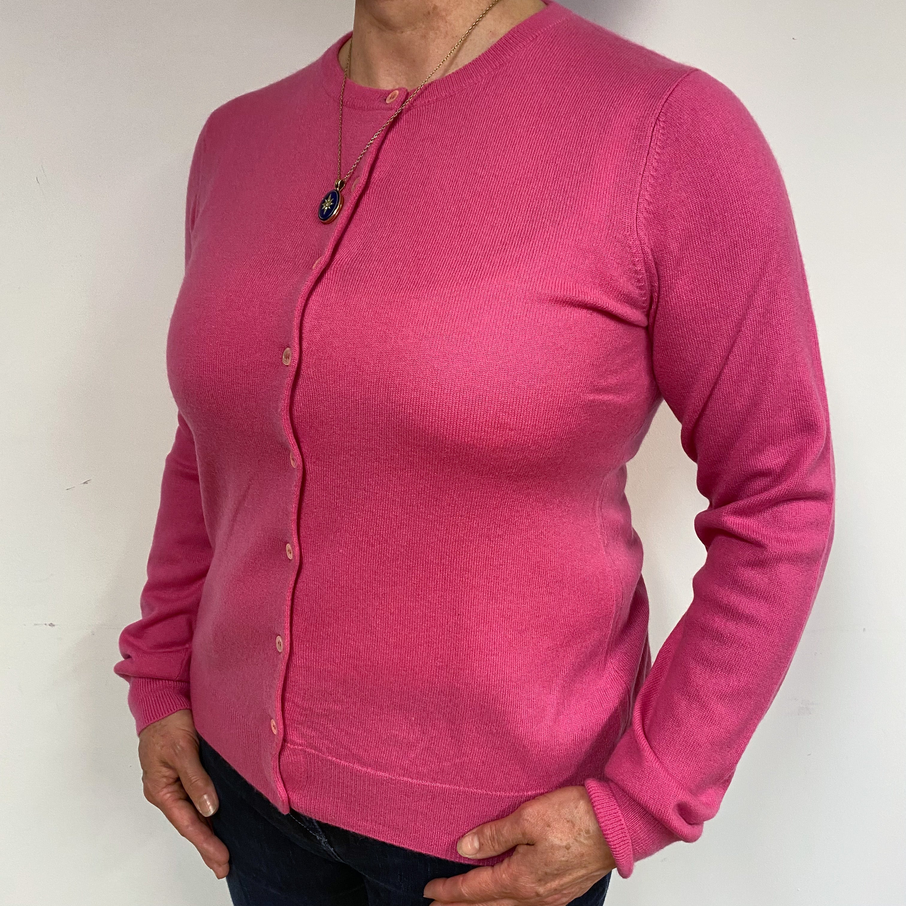 Hot Pink Cashmere Cardigan Large