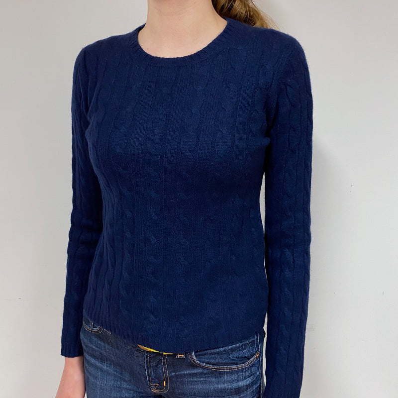 French Navy Blue Cashmere Crew Neck Jumper Extra Small