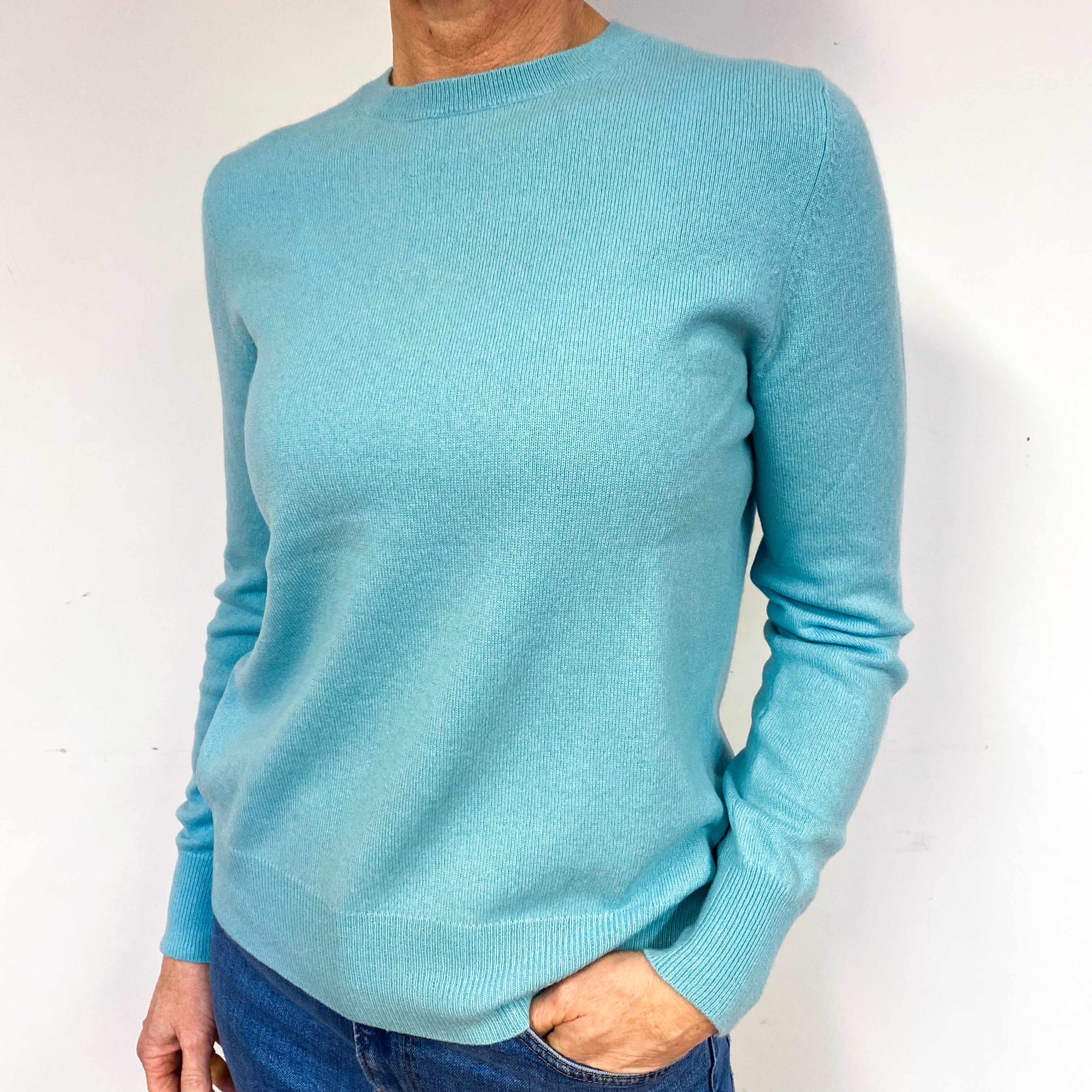 Deep Mint Green Cashmere Crew Neck Jumper Medium
