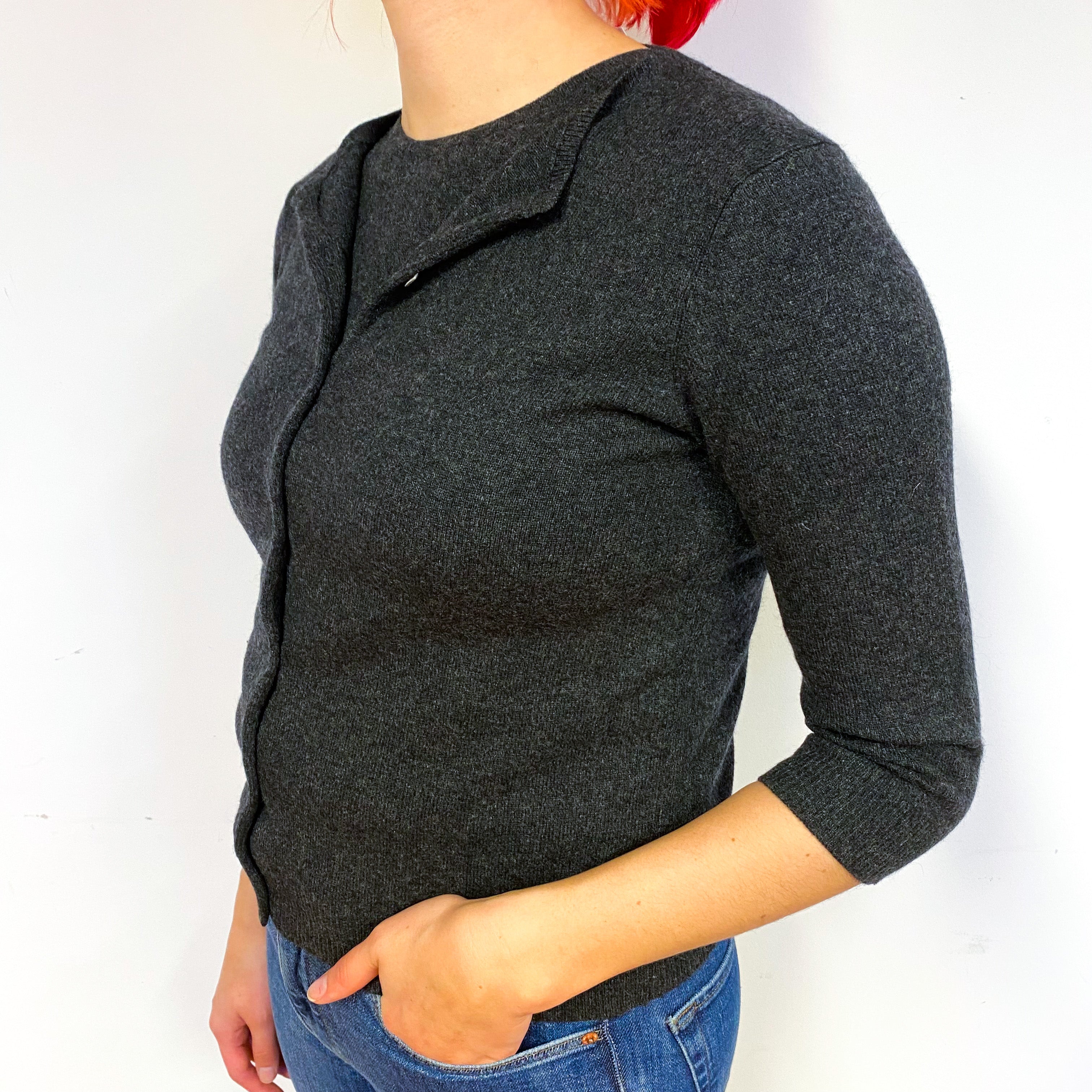 Ralph Lauren Charcoal Grey Cashmere Twin Set Cardigan Small