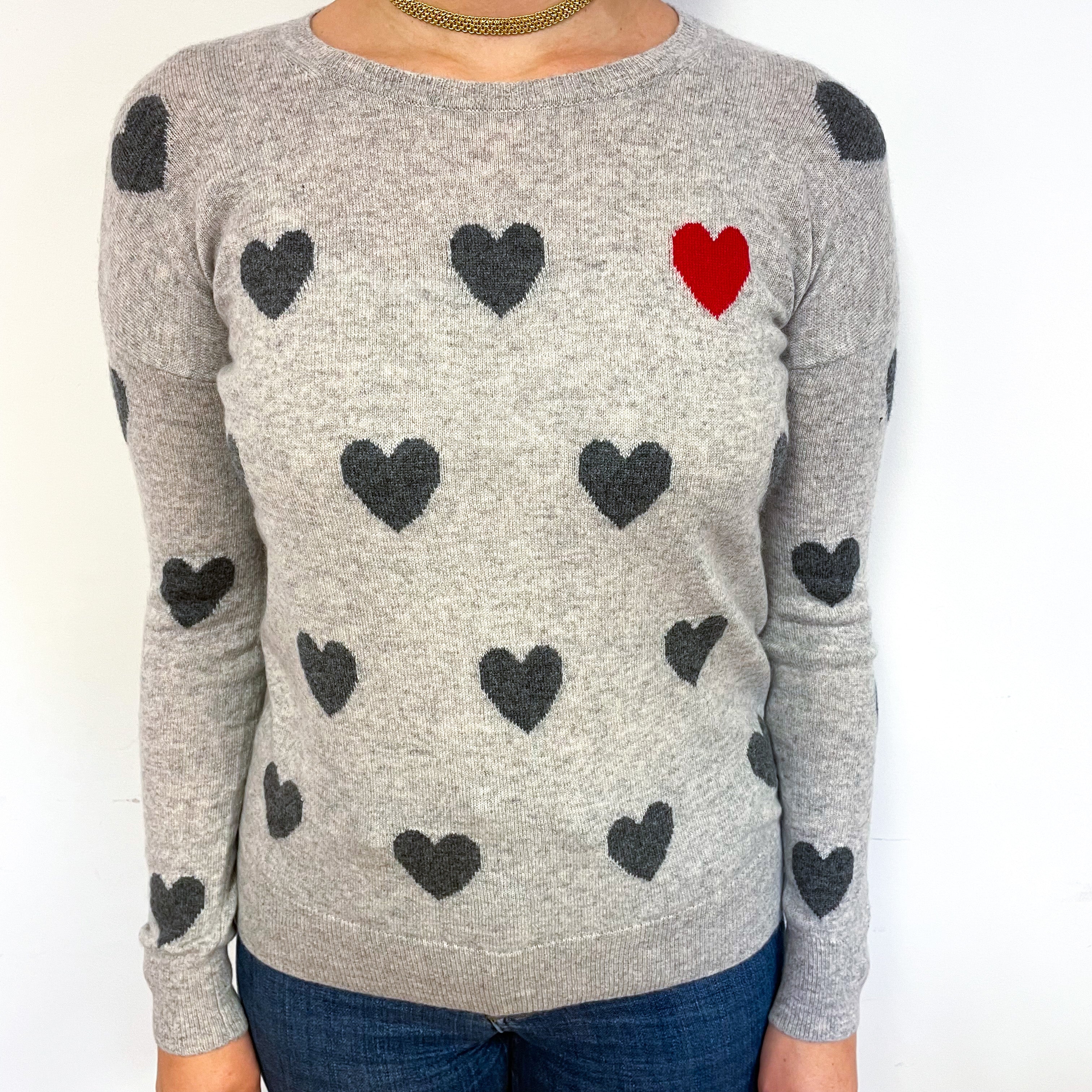 Christian Siriano Grey Heart Cashmere Crew Neck Jumper Small