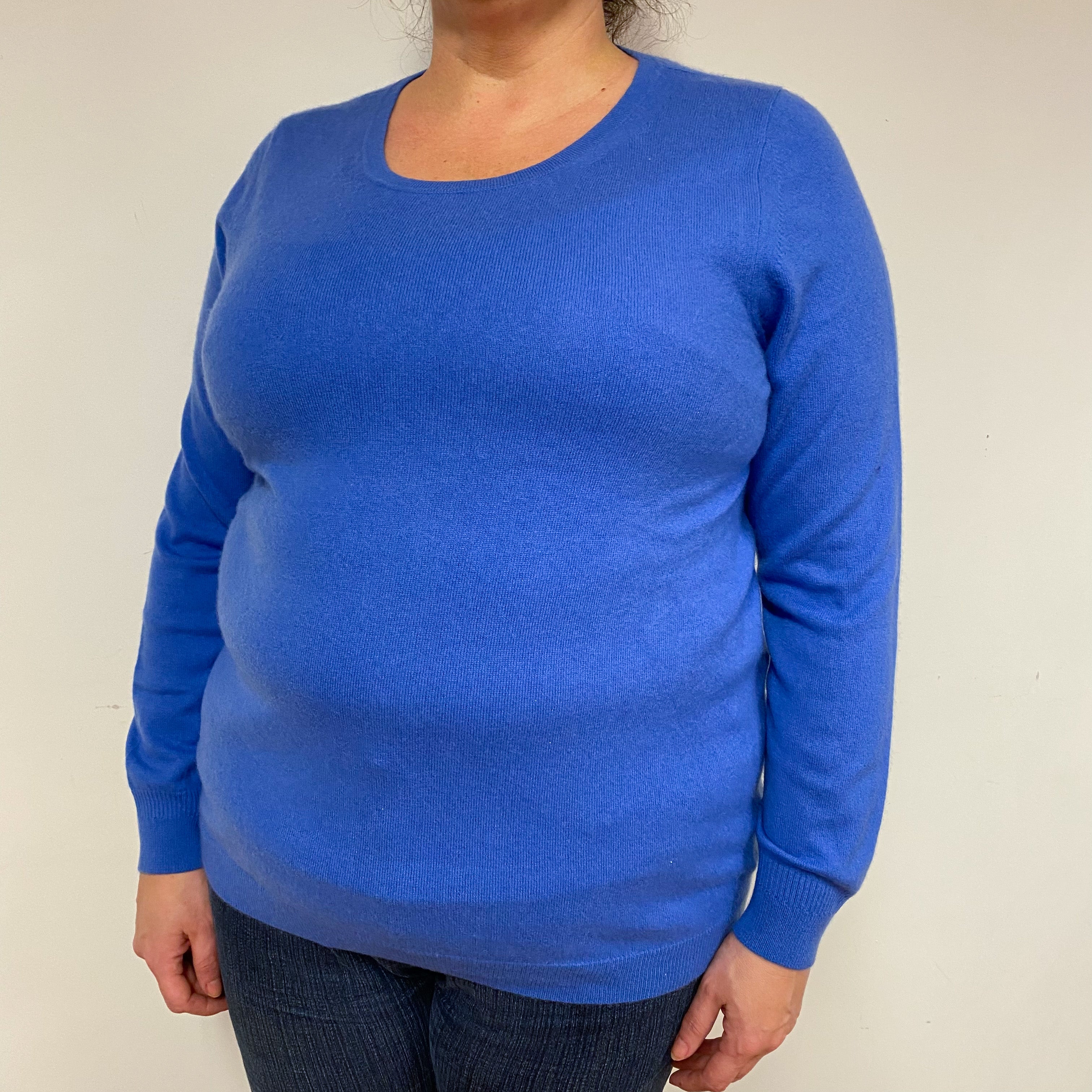 Tanzanite Blue Cashmere Crew Neck Jumper Extra Large