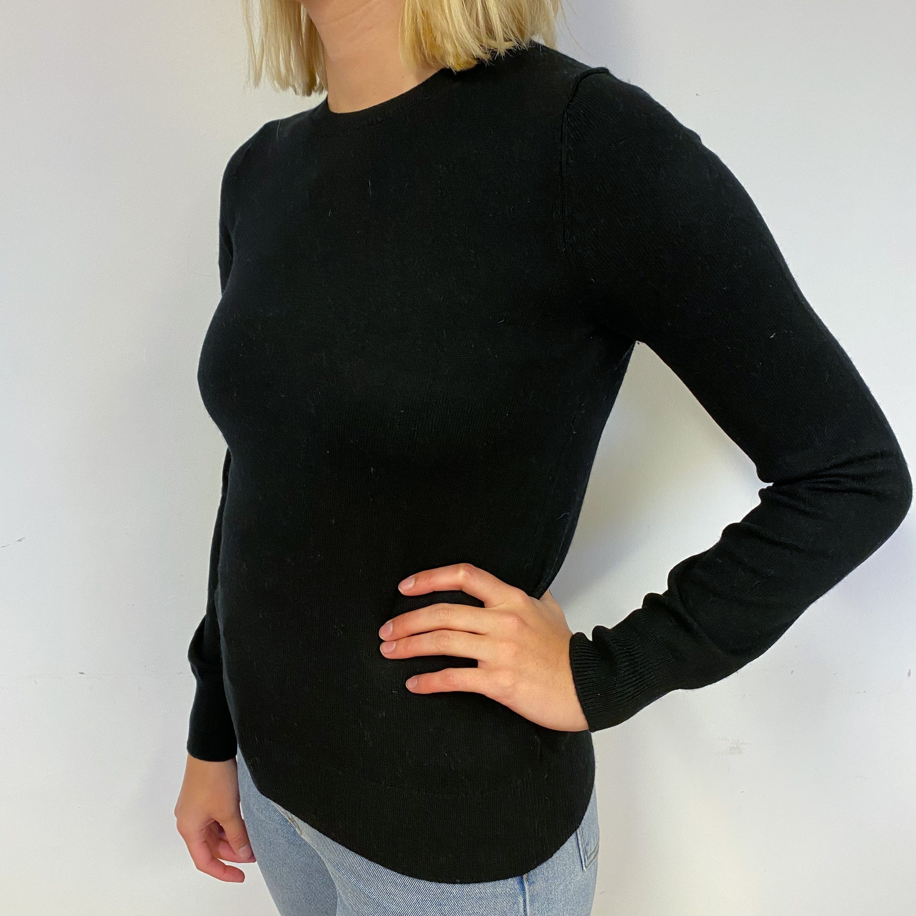 Black Cashmere Crew Neck Jumper Small