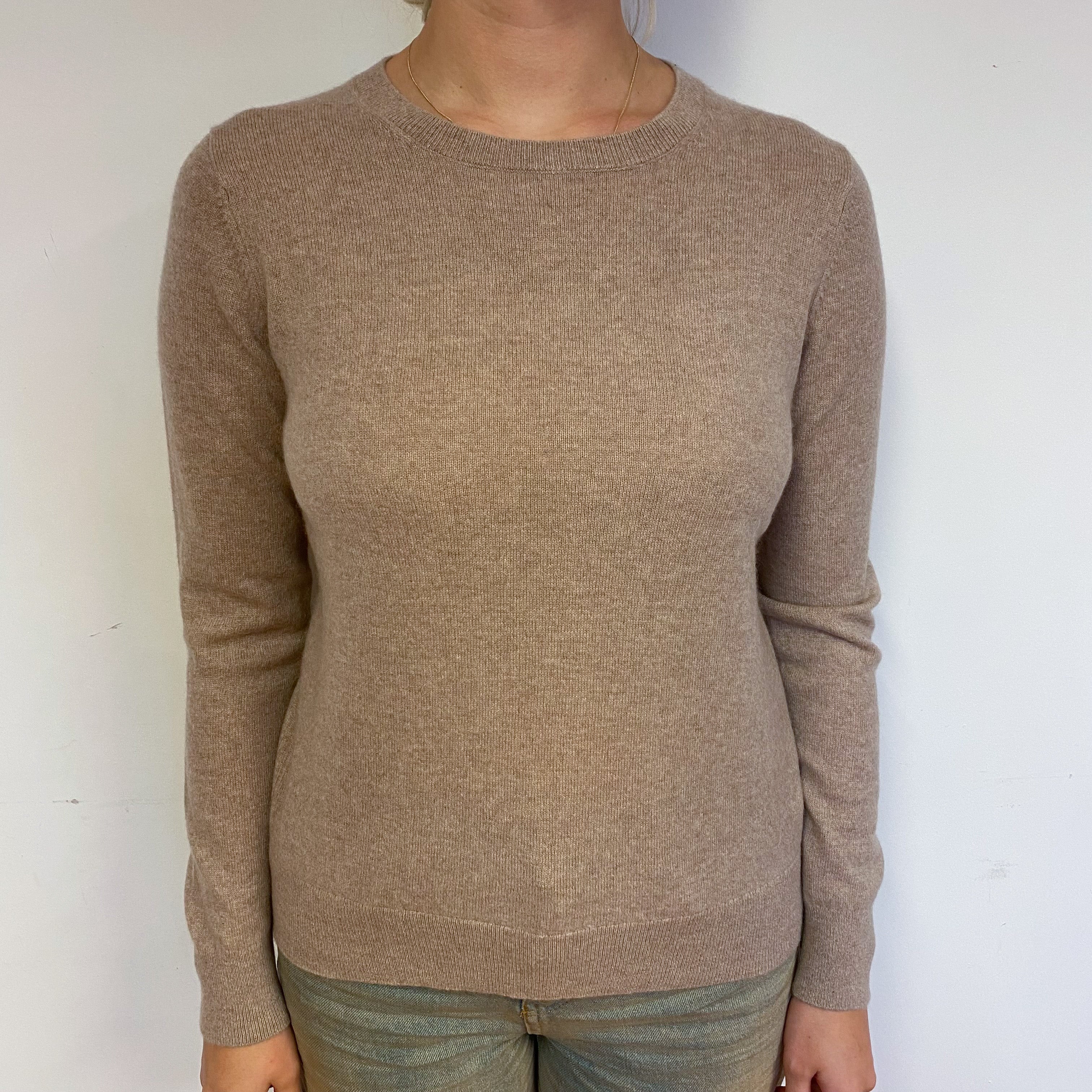 Biscuit Brown Cashmere Crew Neck Jumper Small