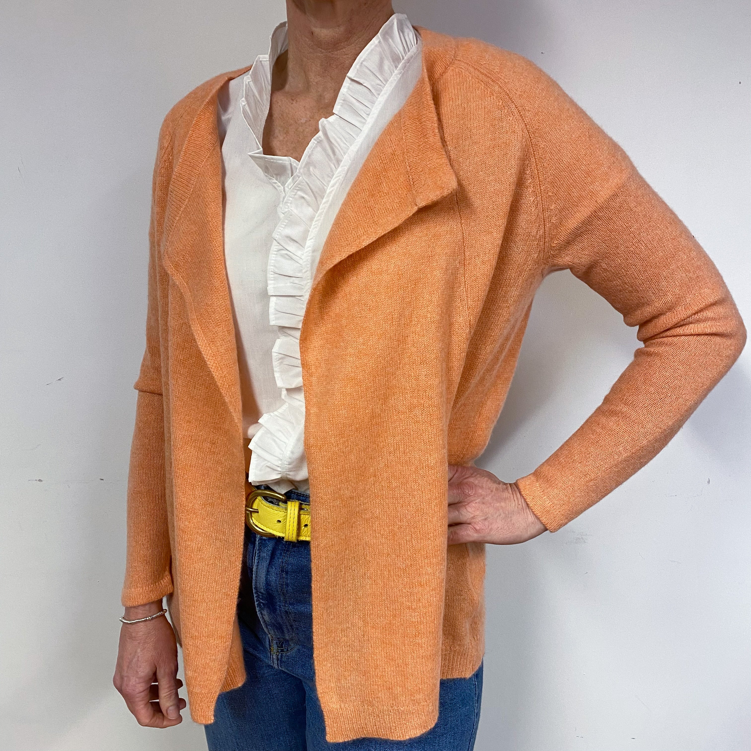 Peach Orange Cashmere Edge to Edge Cardigan Medium