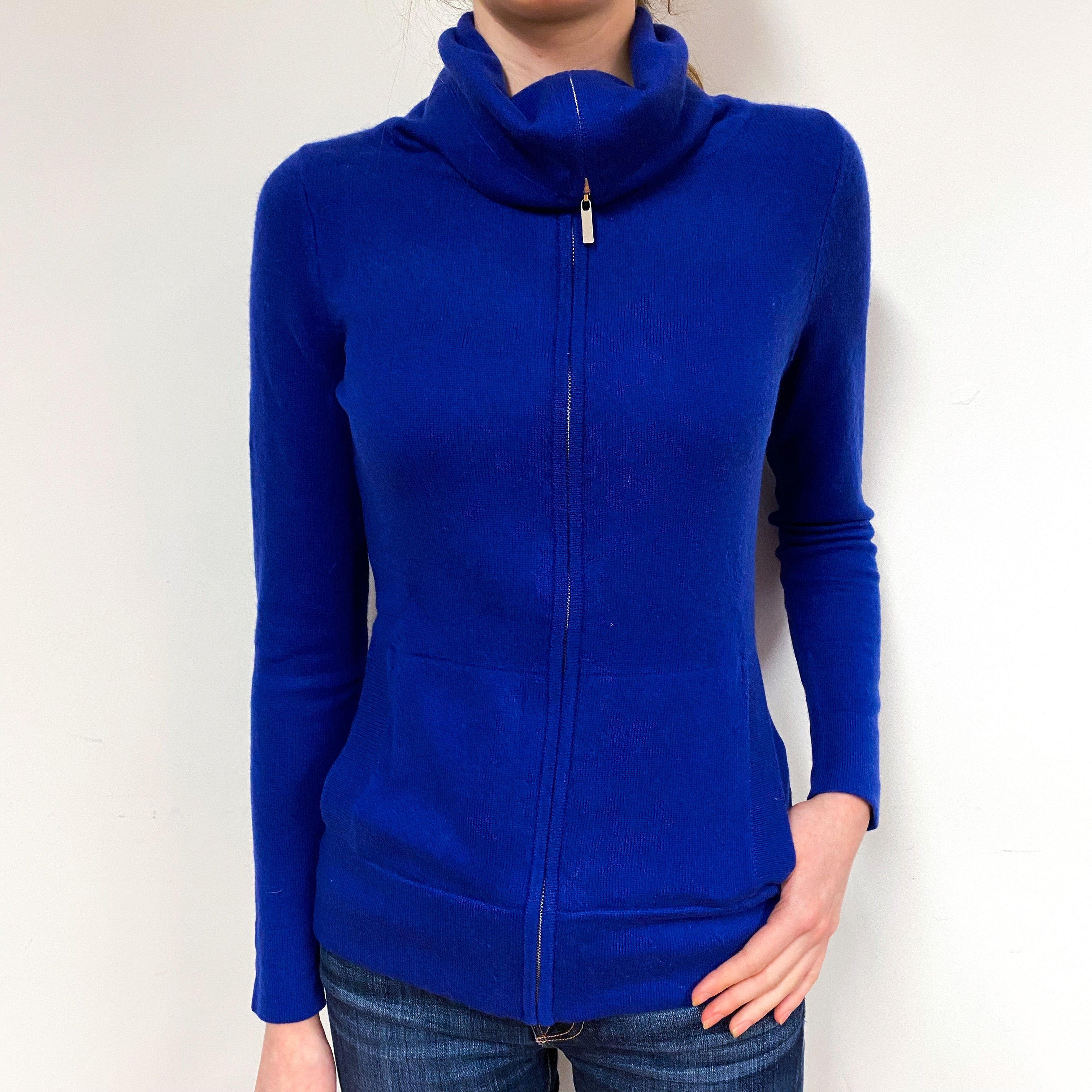 Indigo Blue Cashmere Zip Front Cardigan Extra Small