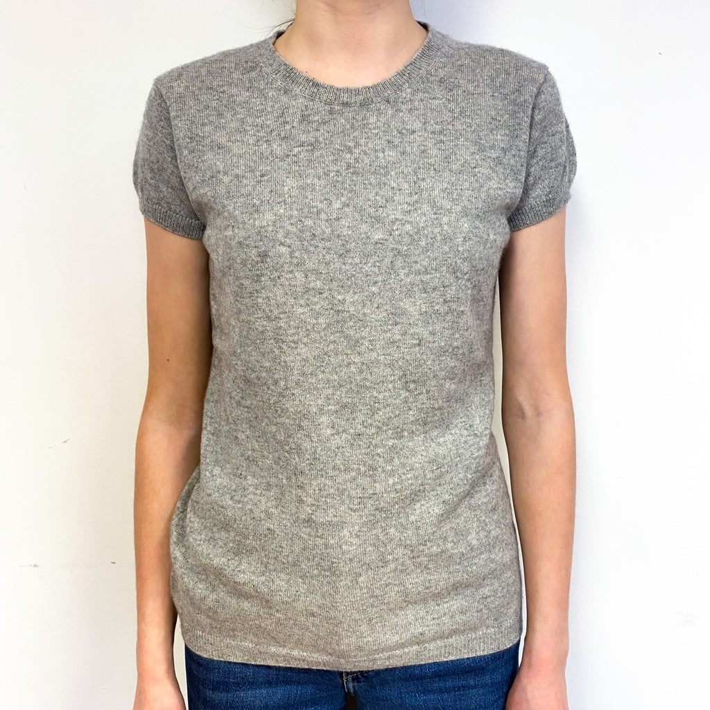 Ash Grey Cashmere Short Sleeved Jumper Extra Small