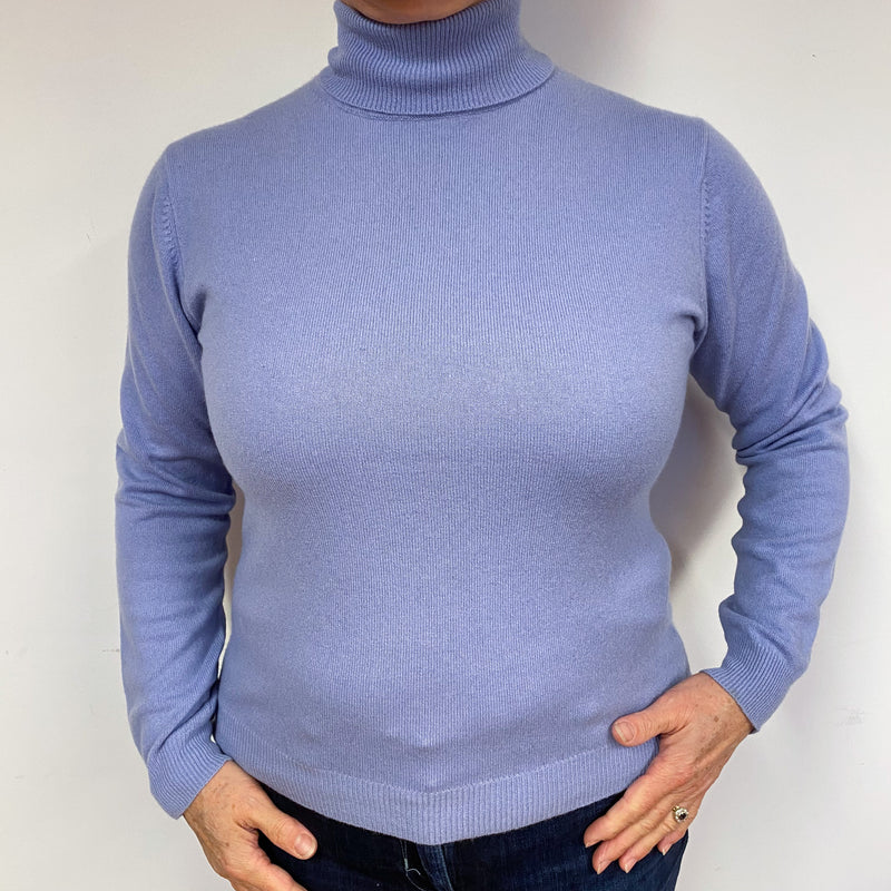 Pale Purple Cashmere Polo Neck Jumper Large