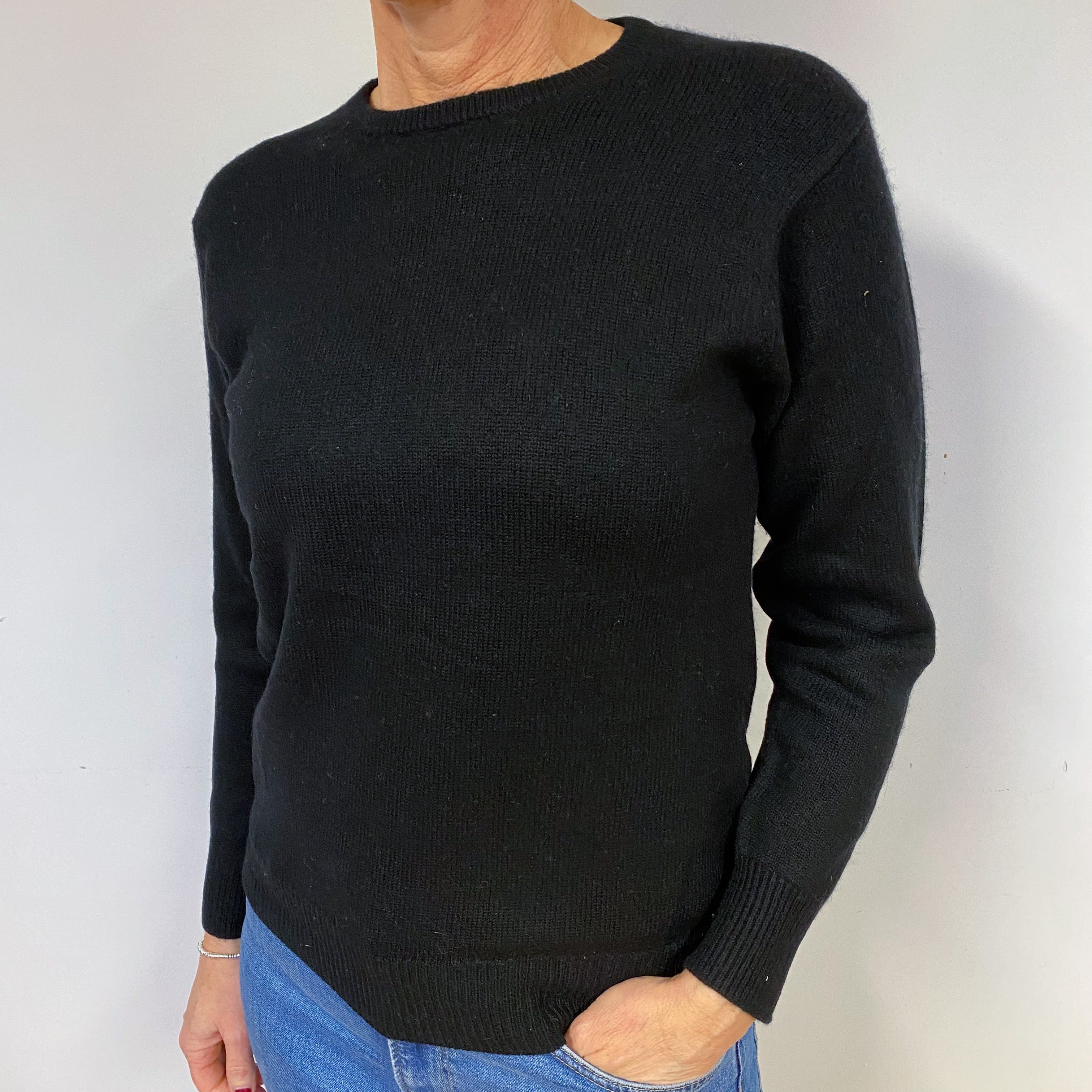 Black Cashmere Crew Neck Jumper Medium