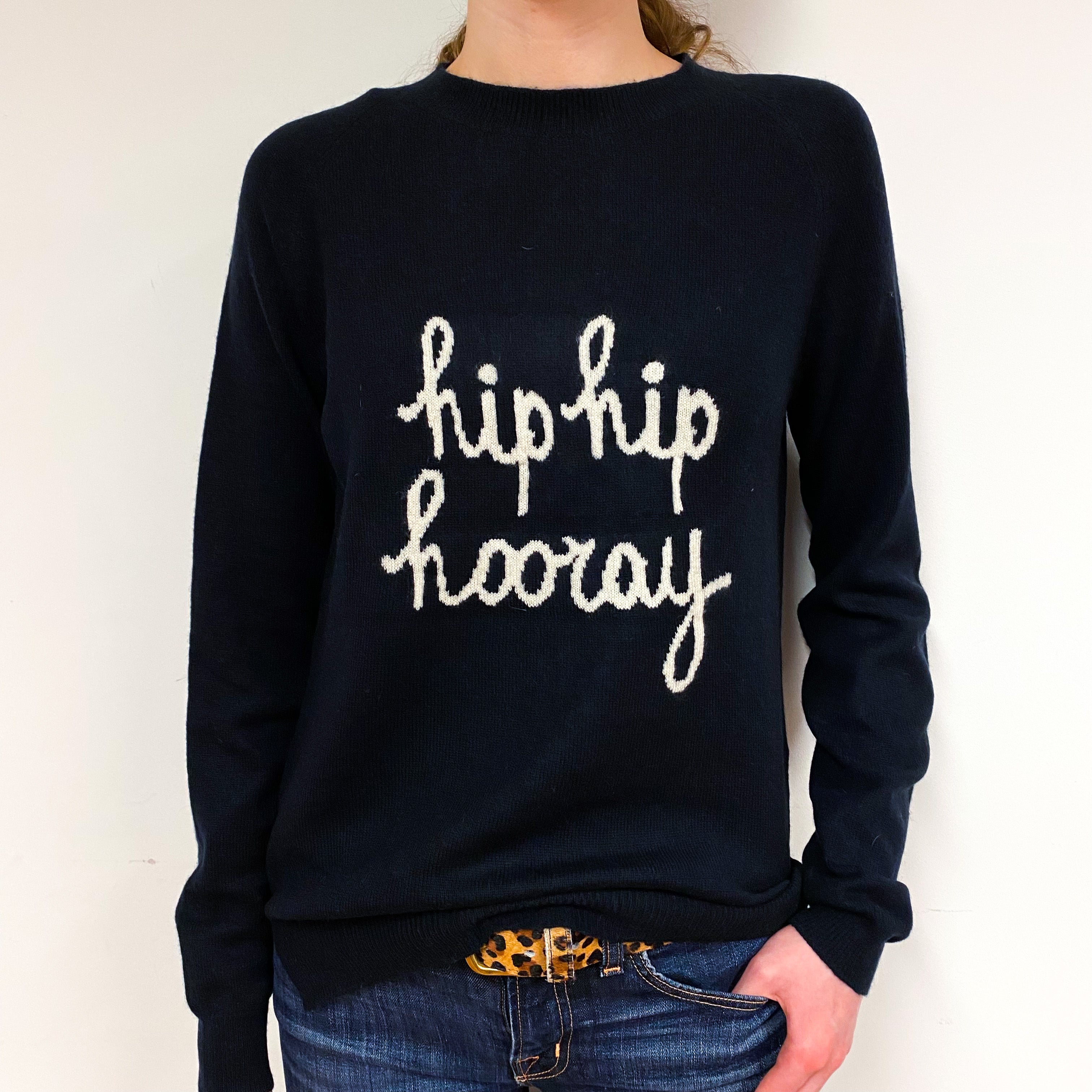 Dark Navy Celebration Cashmere Crew Neck Jumper Extra Small
