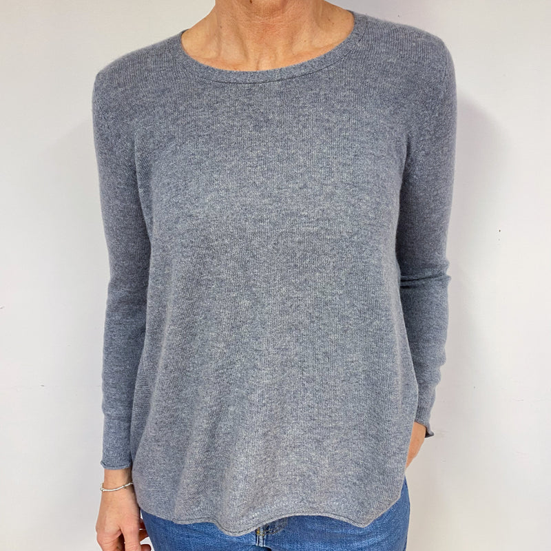 Steel Grey Floaty Cashmere Crew Neck Jumper Medium