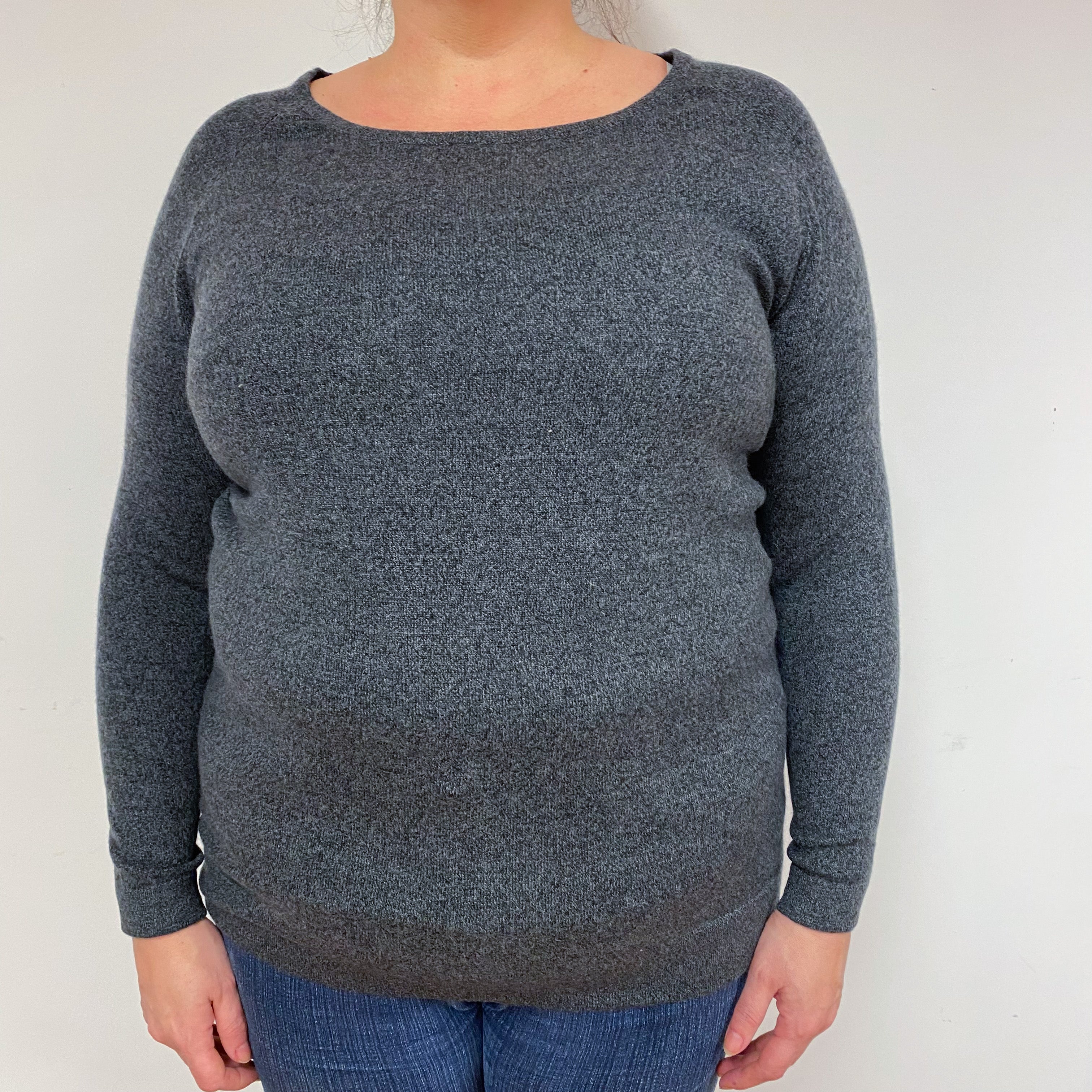 Slate Grey Cashmere Crew Neck Jumper Extra Large