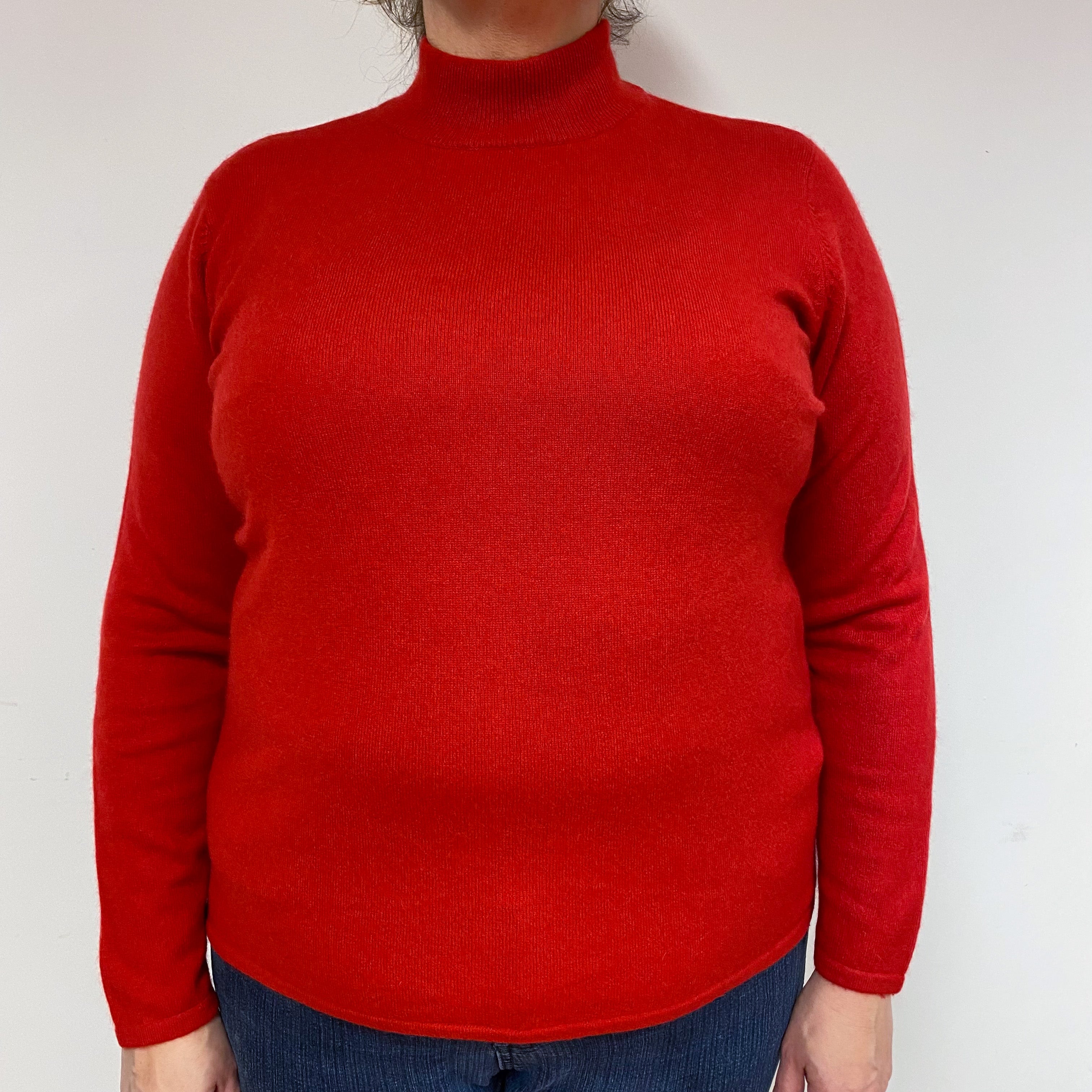 Post Box Red Cashmere Turtle Neck Jumper Extra Large