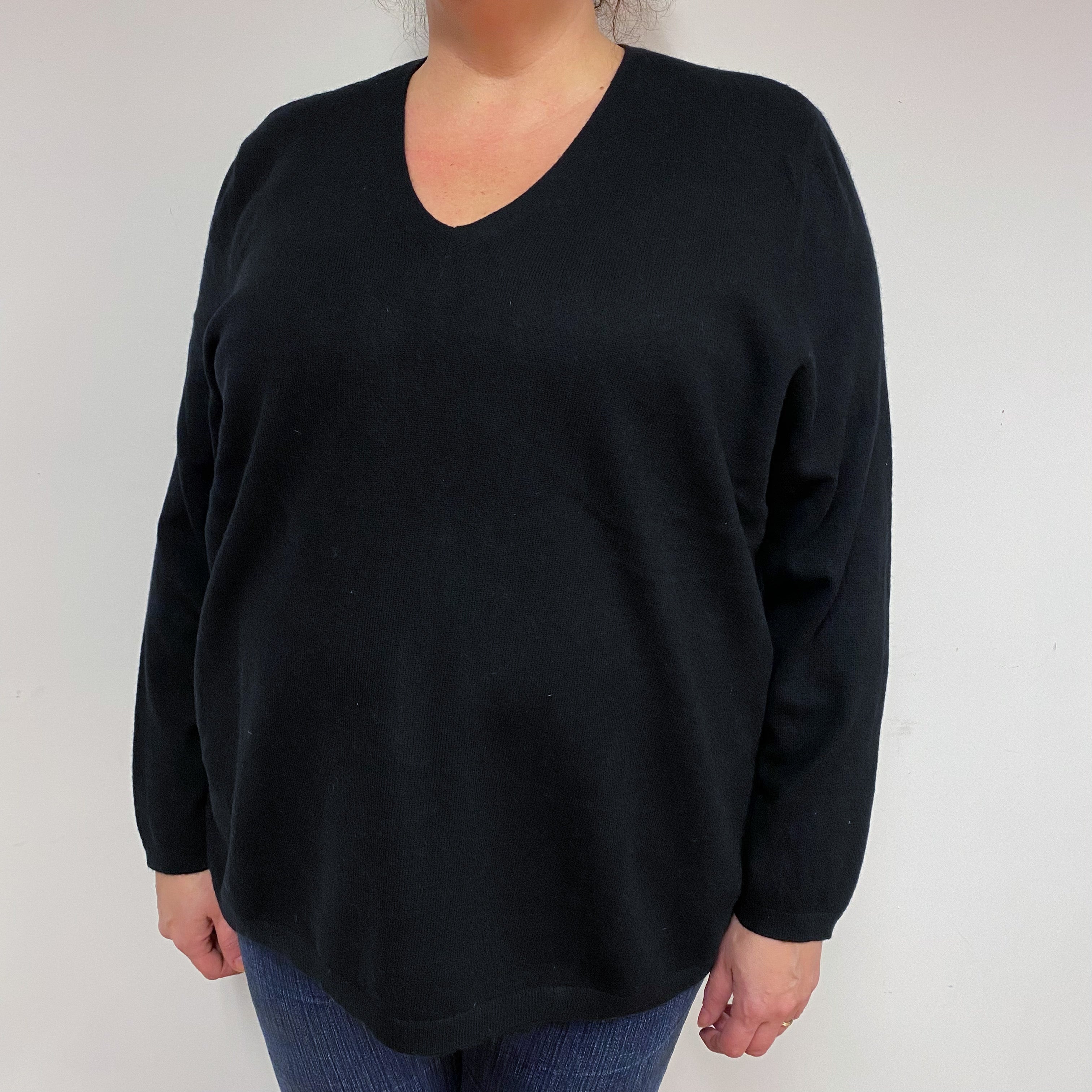 Black Cashmere V-Neck Jumper XXX Large