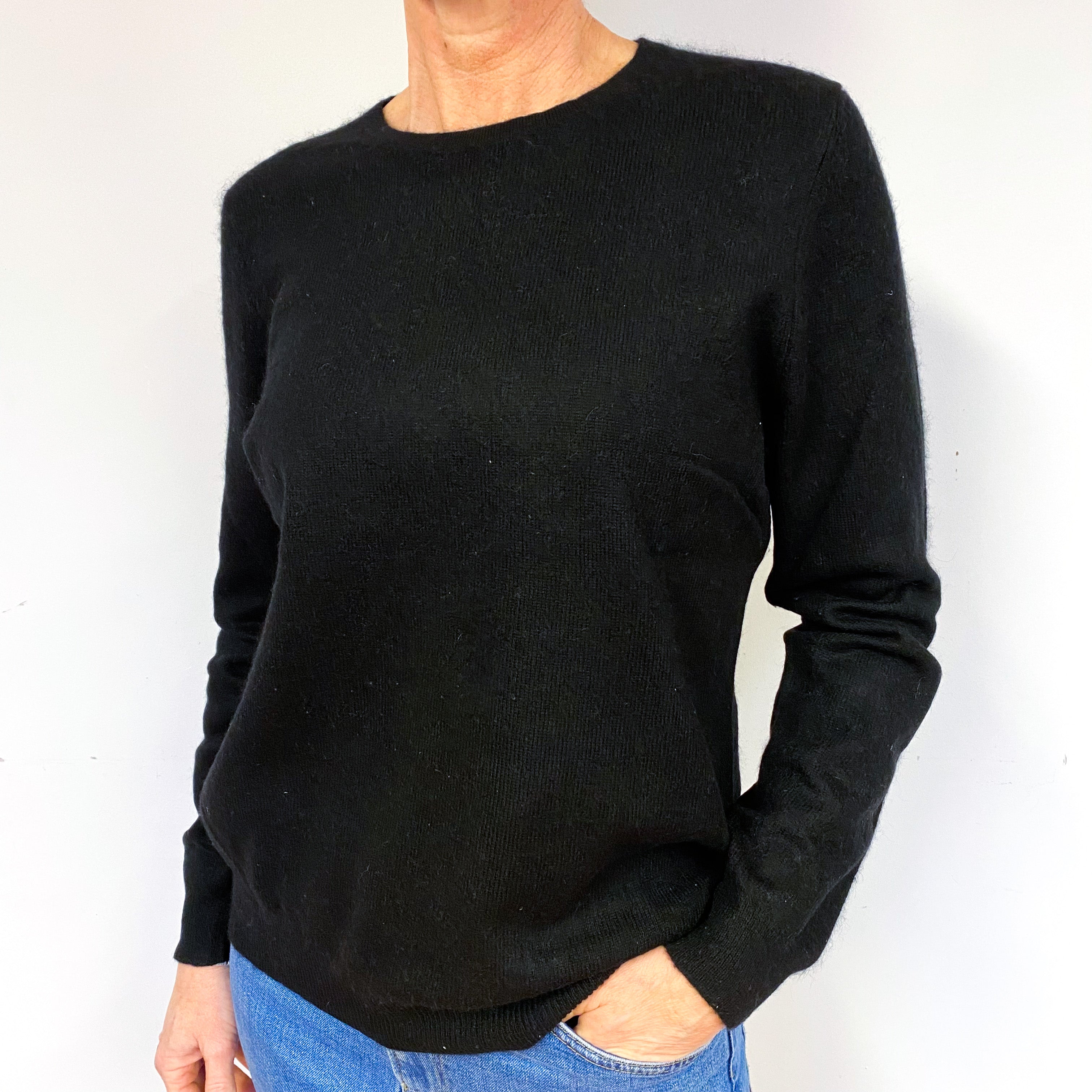 Black Cashmere Crew Neck Jumper Medium