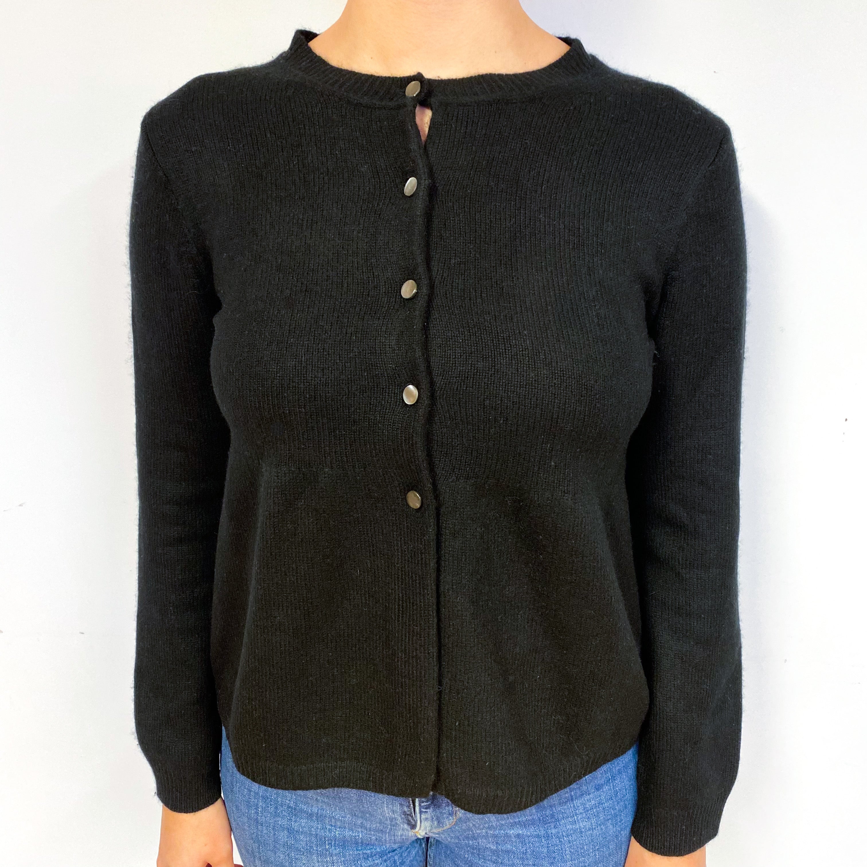 Black Empire-Line Cashmere Crew Neck Cardigan Small