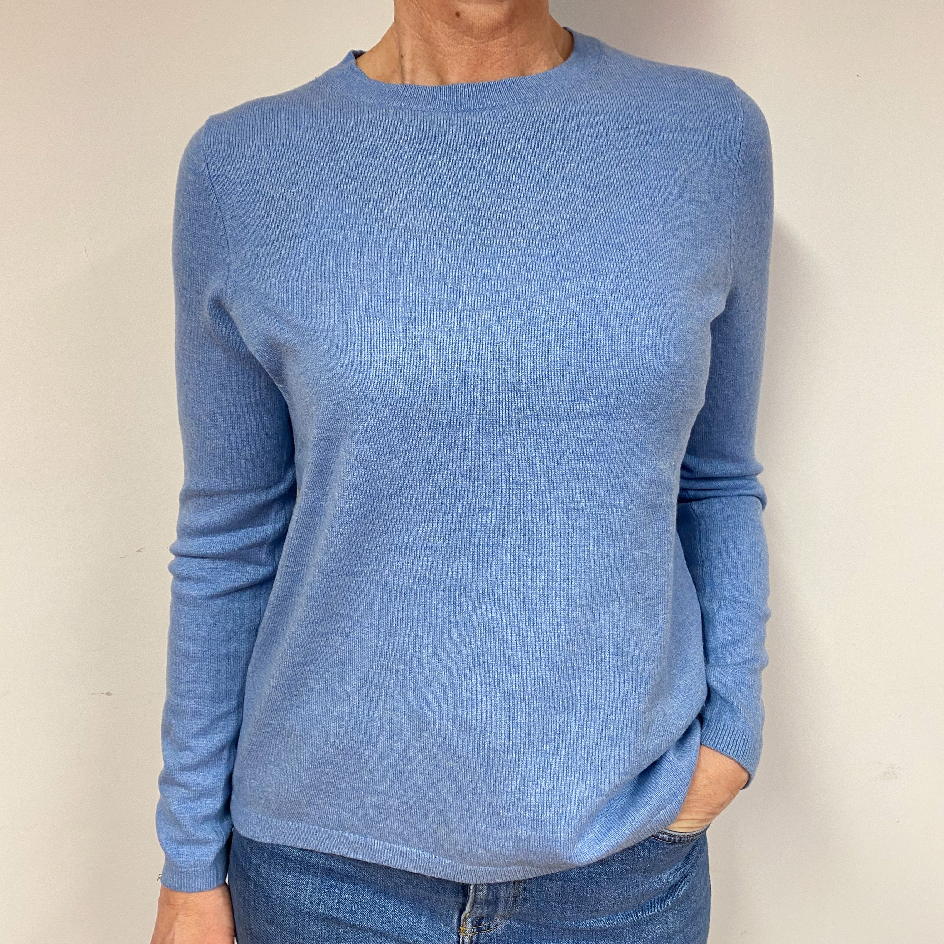 Sky Blue Cashmere Crew Neck Jumper Medium