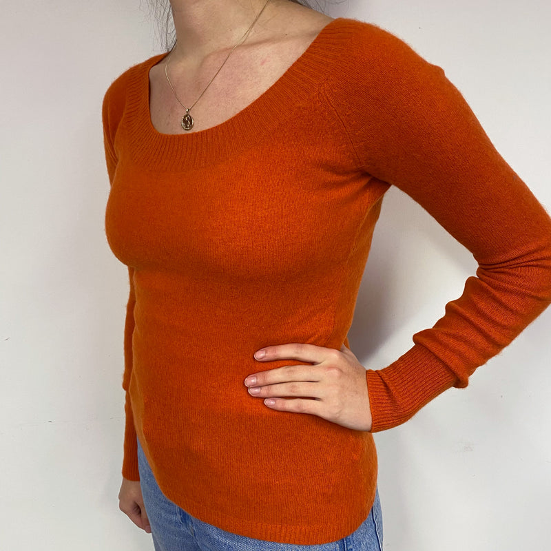 Pumpkin Orange Cashmere Crew Neck Jumper Small