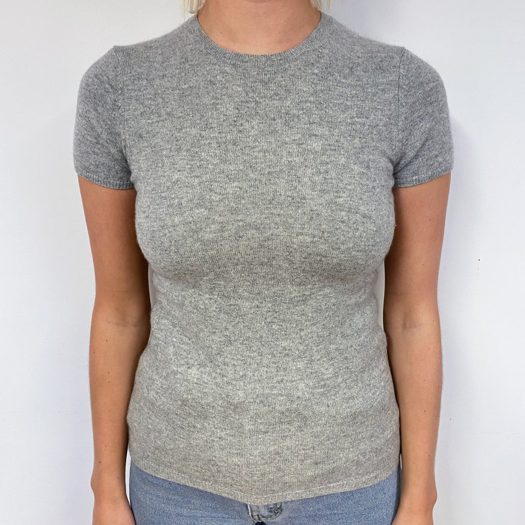 Ash Grey Cashmere Short Sleeve Jumper Small