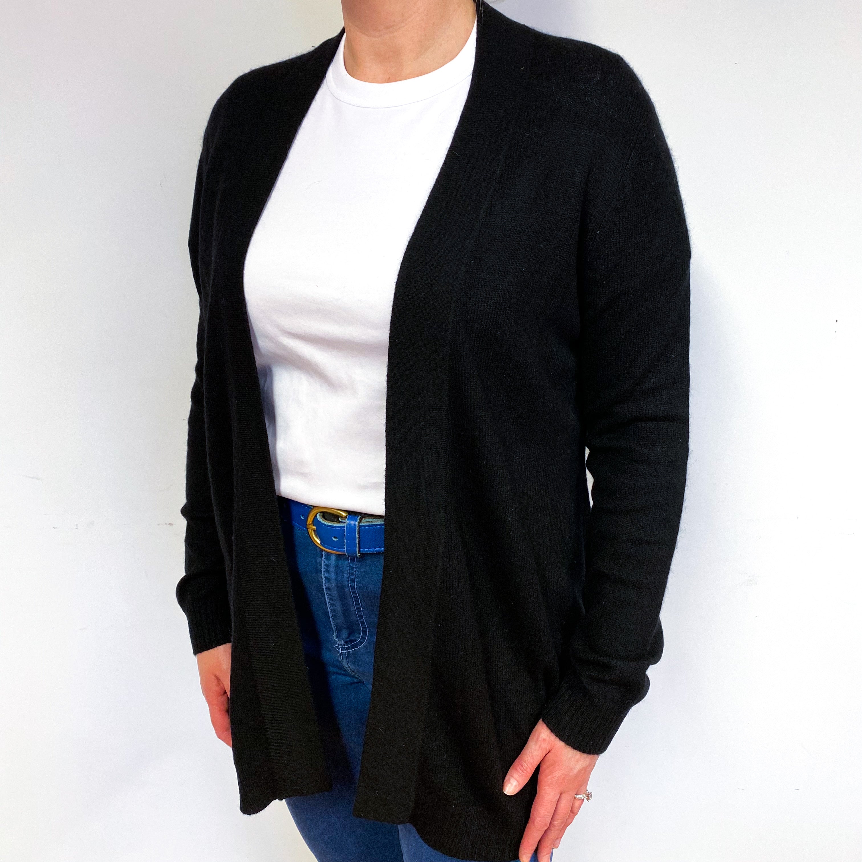 Black Cashmere Edge to Edge Cardigan Large