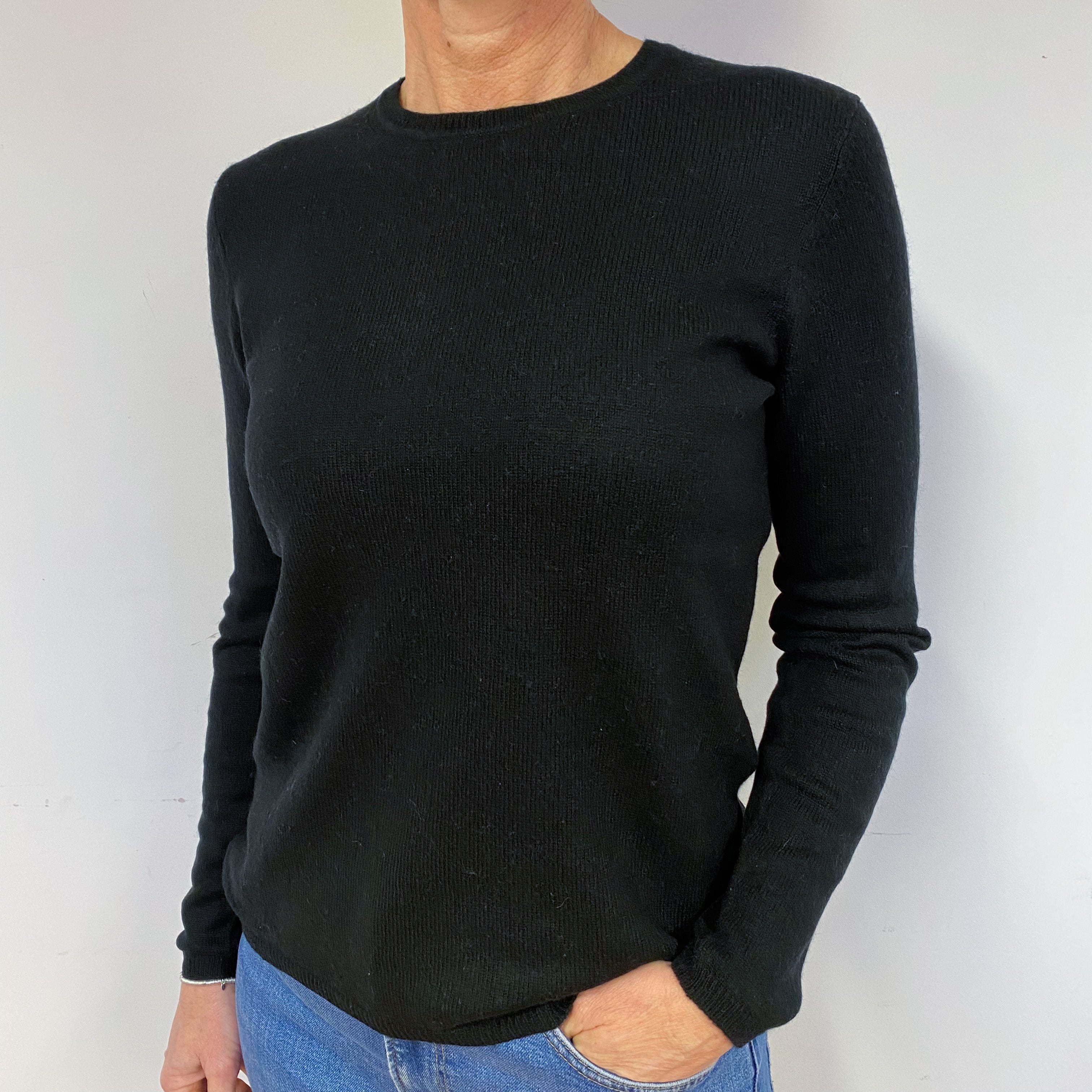Black Cashmere Crew Neck Jumper Medium